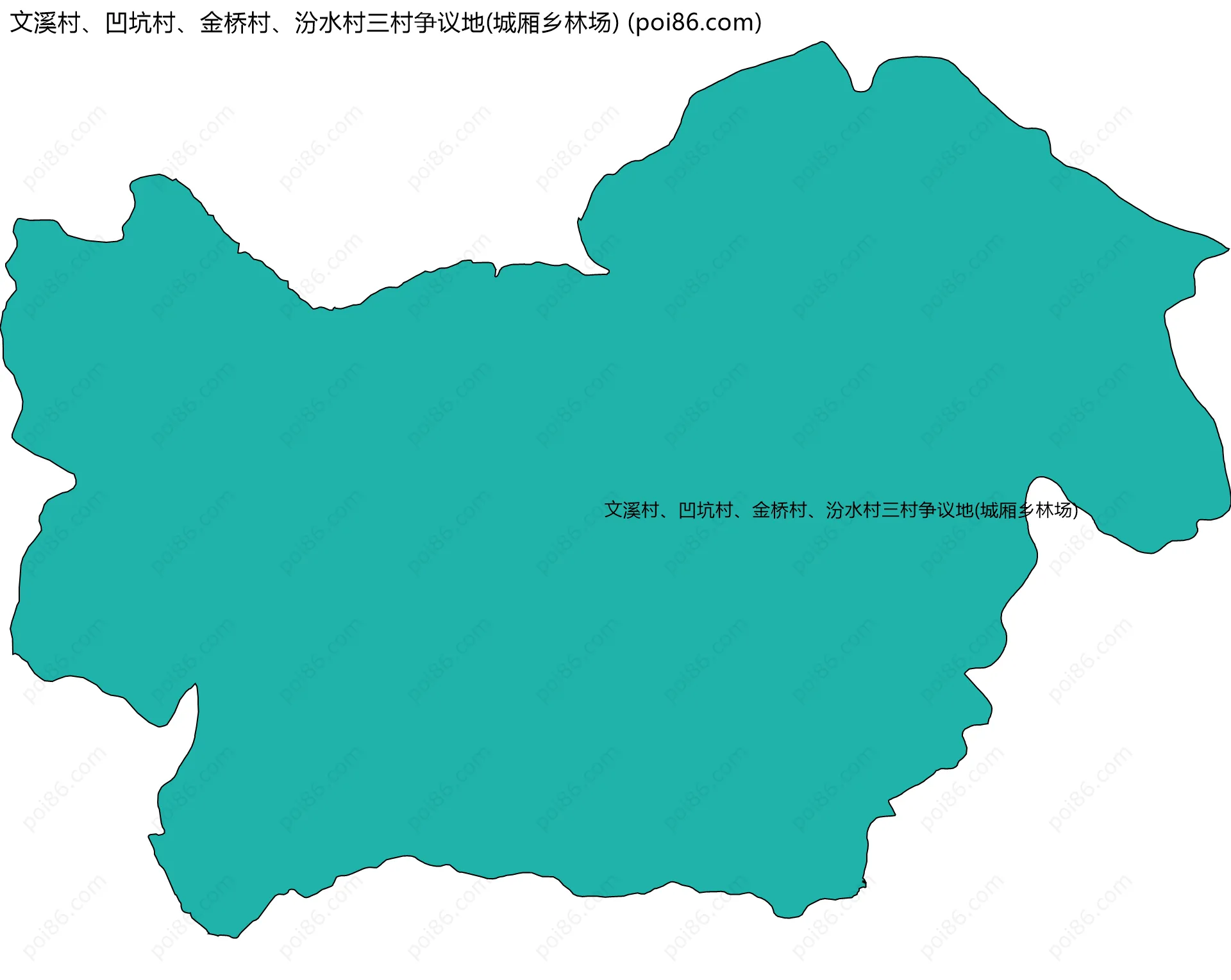 文溪村、凹坑村、金桥村、汾水村三村争议地(城厢乡林场)边界地图