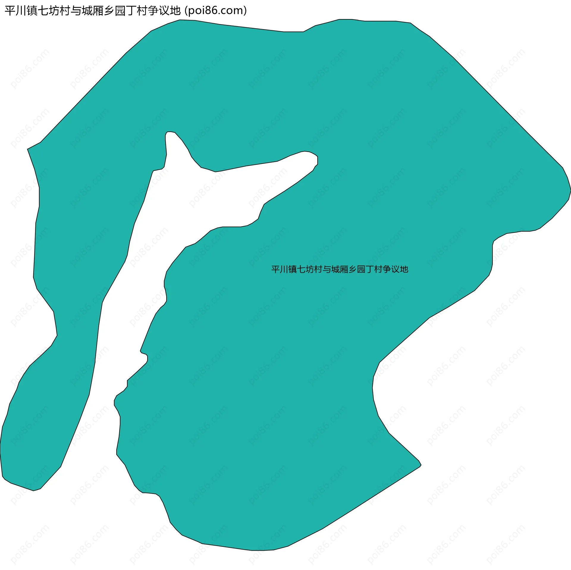 平川镇七坊村与城厢乡园丁村争议地边界地图