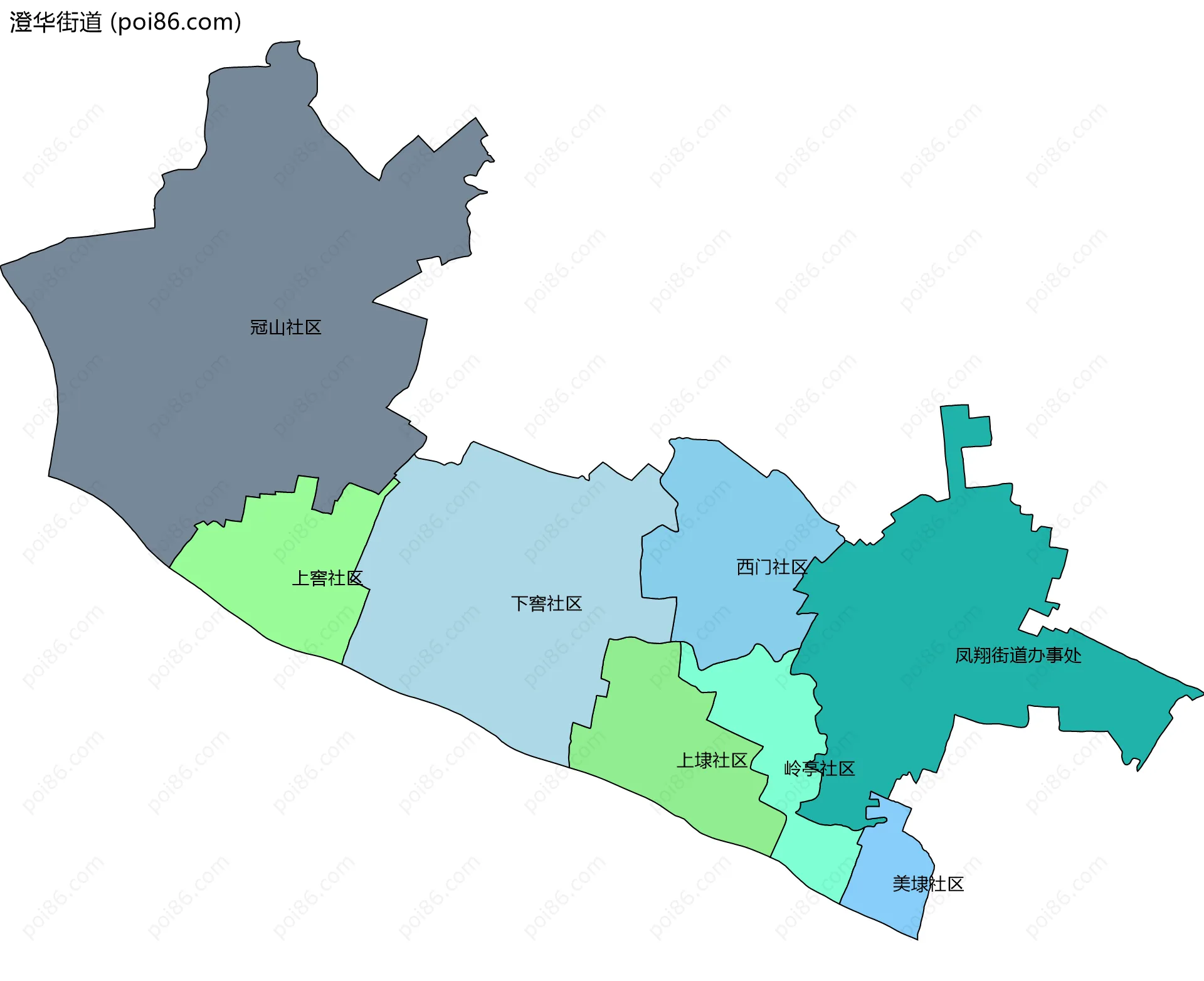澄华街道边界地图(五级行政区划)