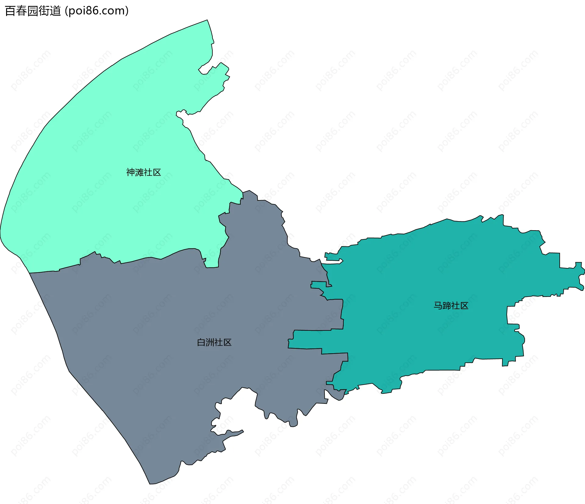 百春园街道边界地图(五级行政区划)