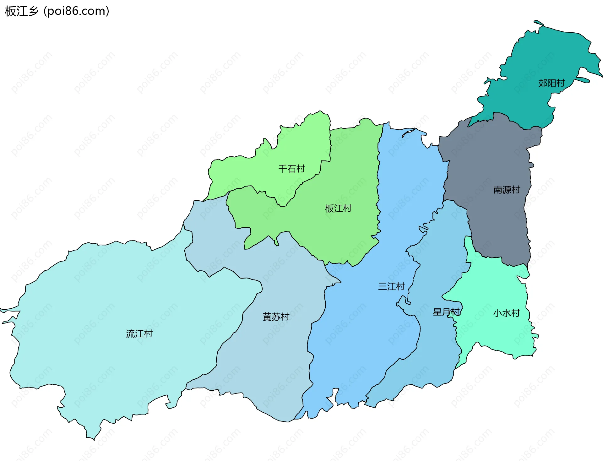 板江乡边界地图(五级行政区划)
