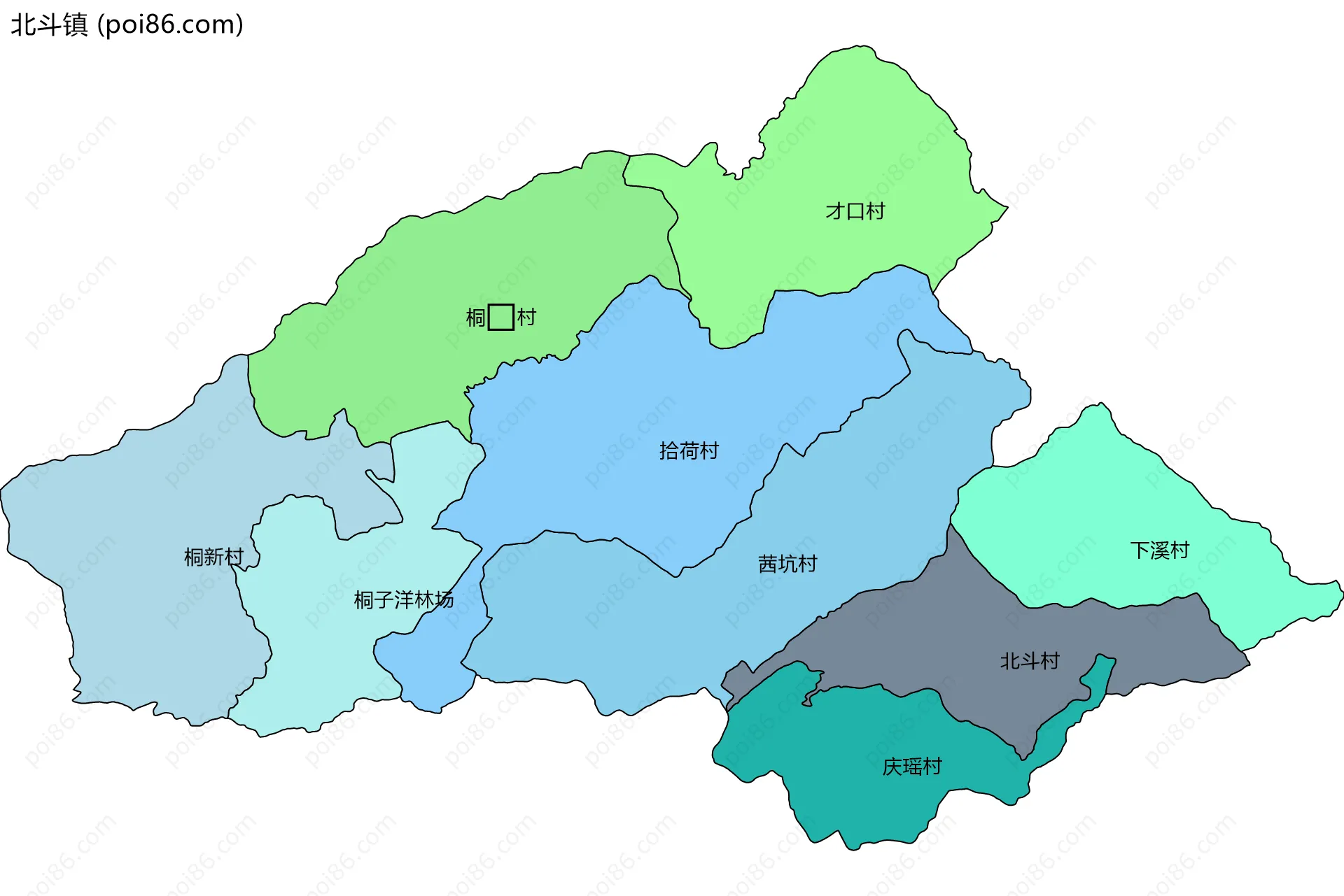 北斗镇边界地图(五级行政区划)