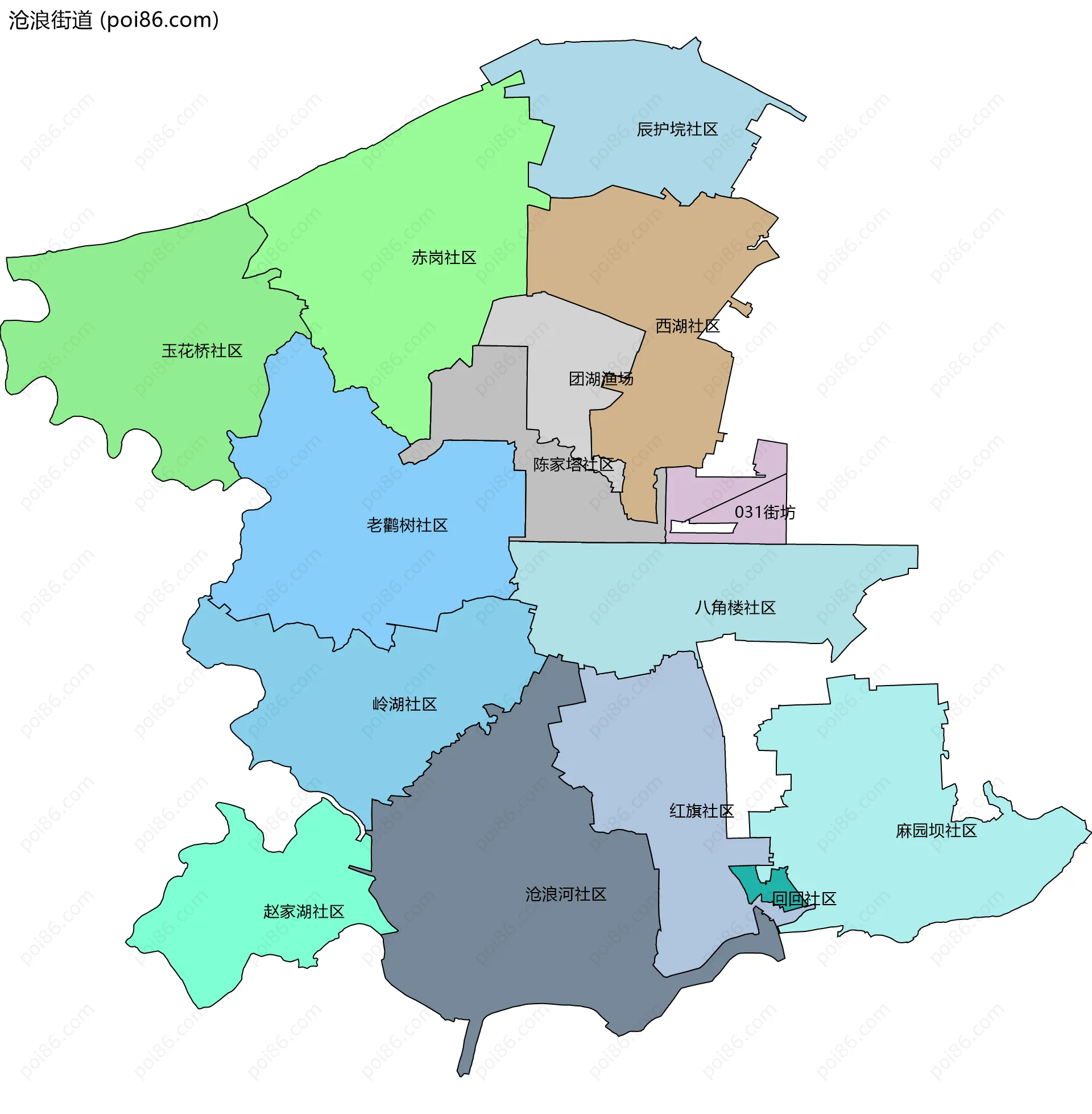沧浪街道边界地图(五级行政区划)