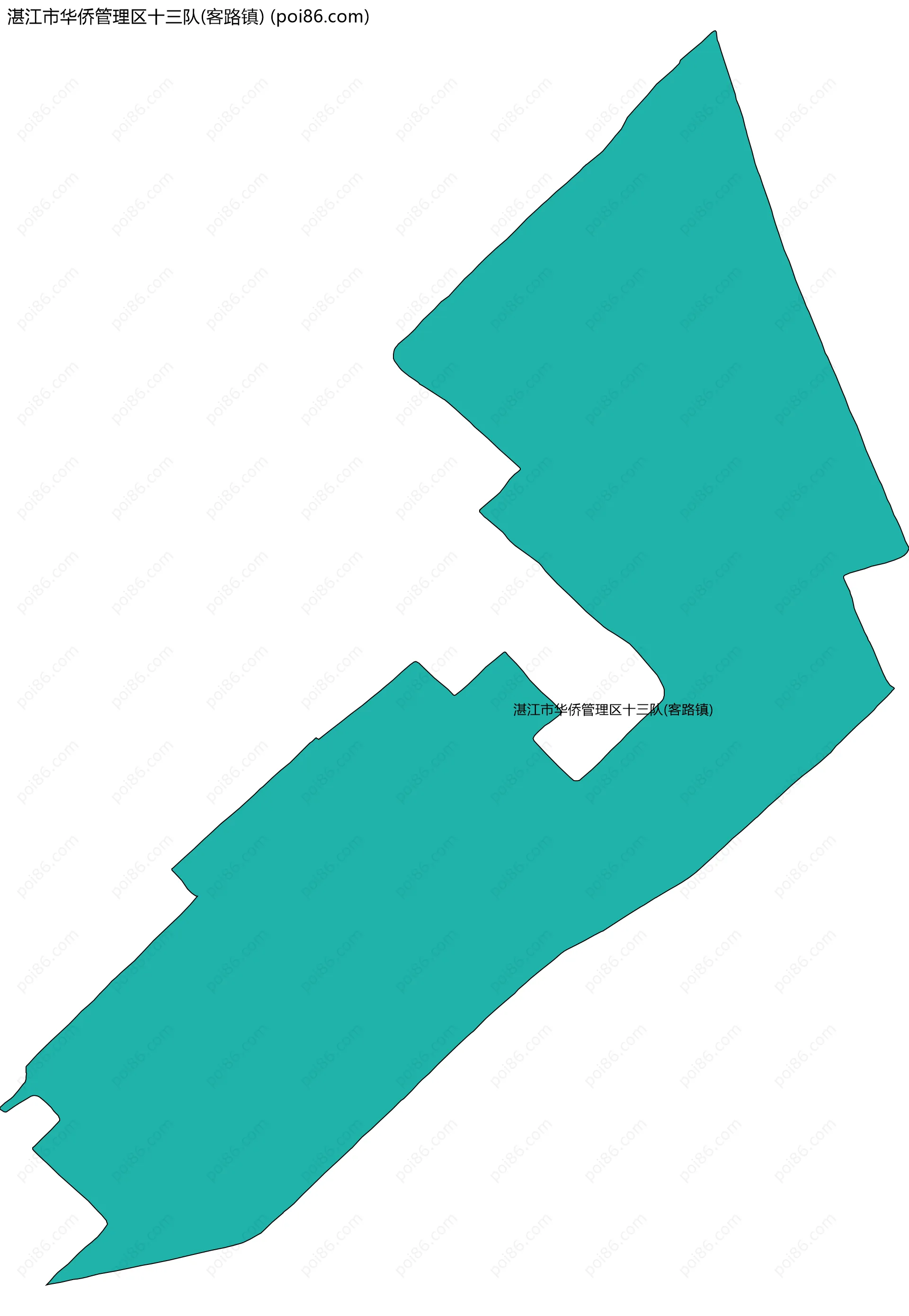 湛江市华侨管理区十三队(客路镇)边界地图