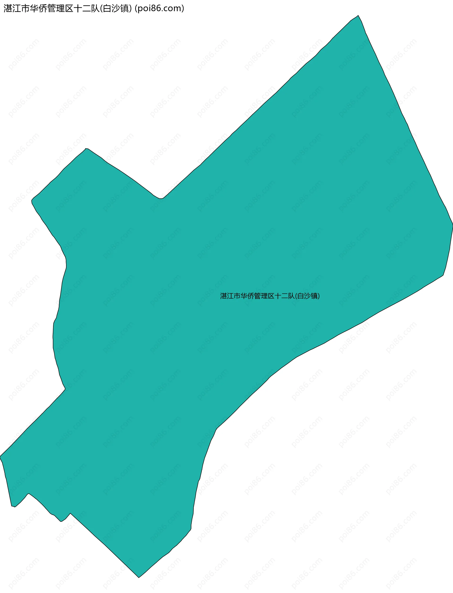 湛江市华侨管理区十二队(白沙镇)边界地图