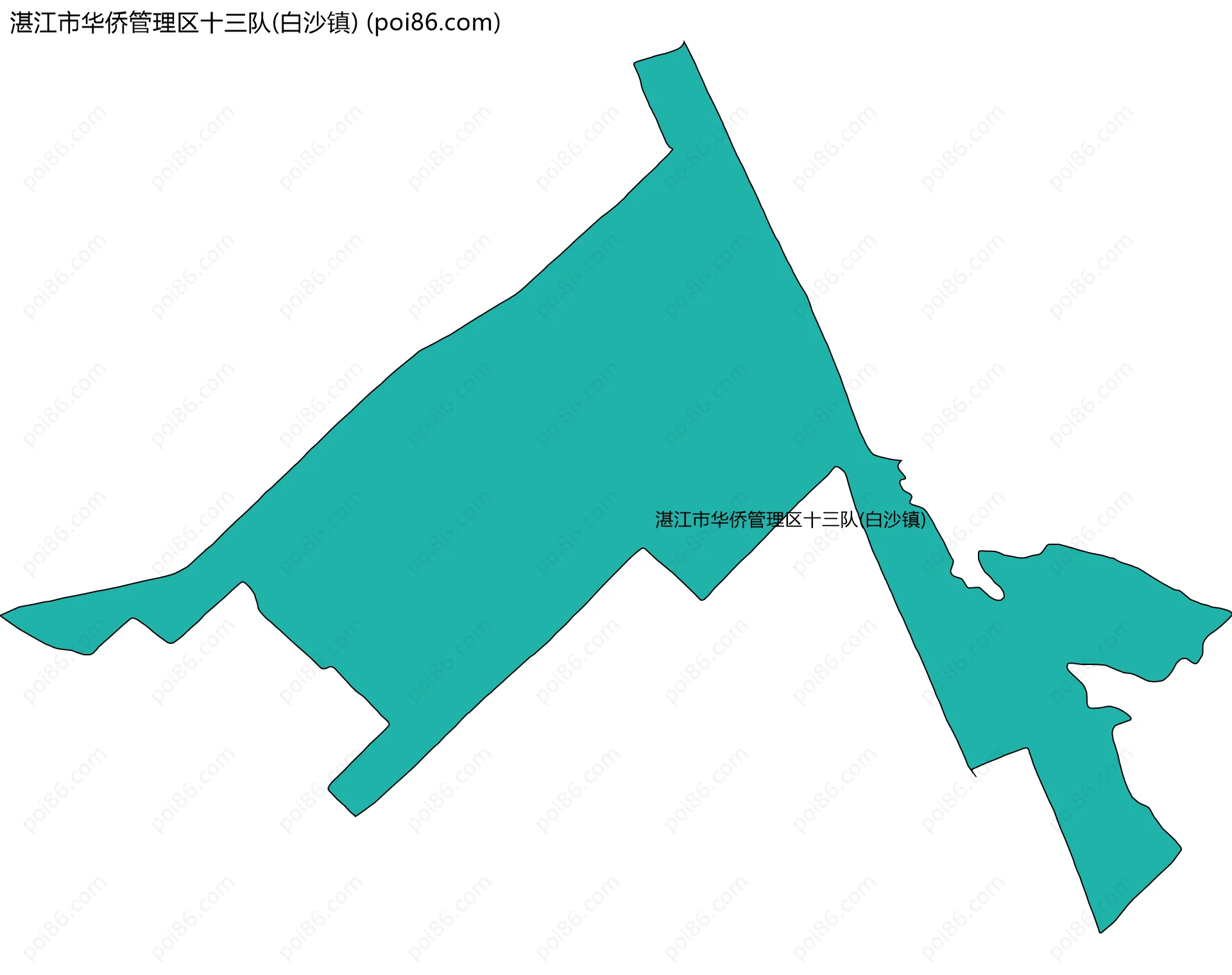 湛江市华侨管理区十三队(白沙镇)边界地图