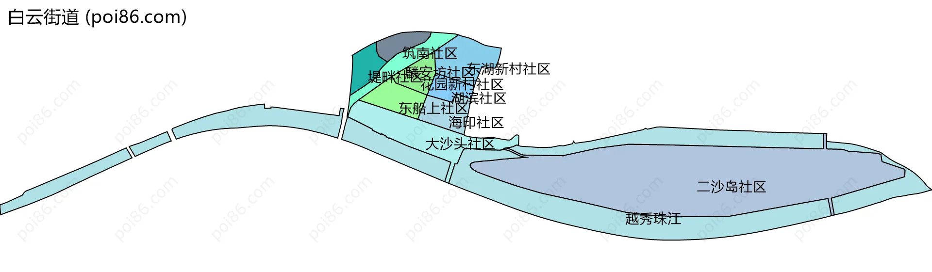 白云街道边界地图(五级行政区划)