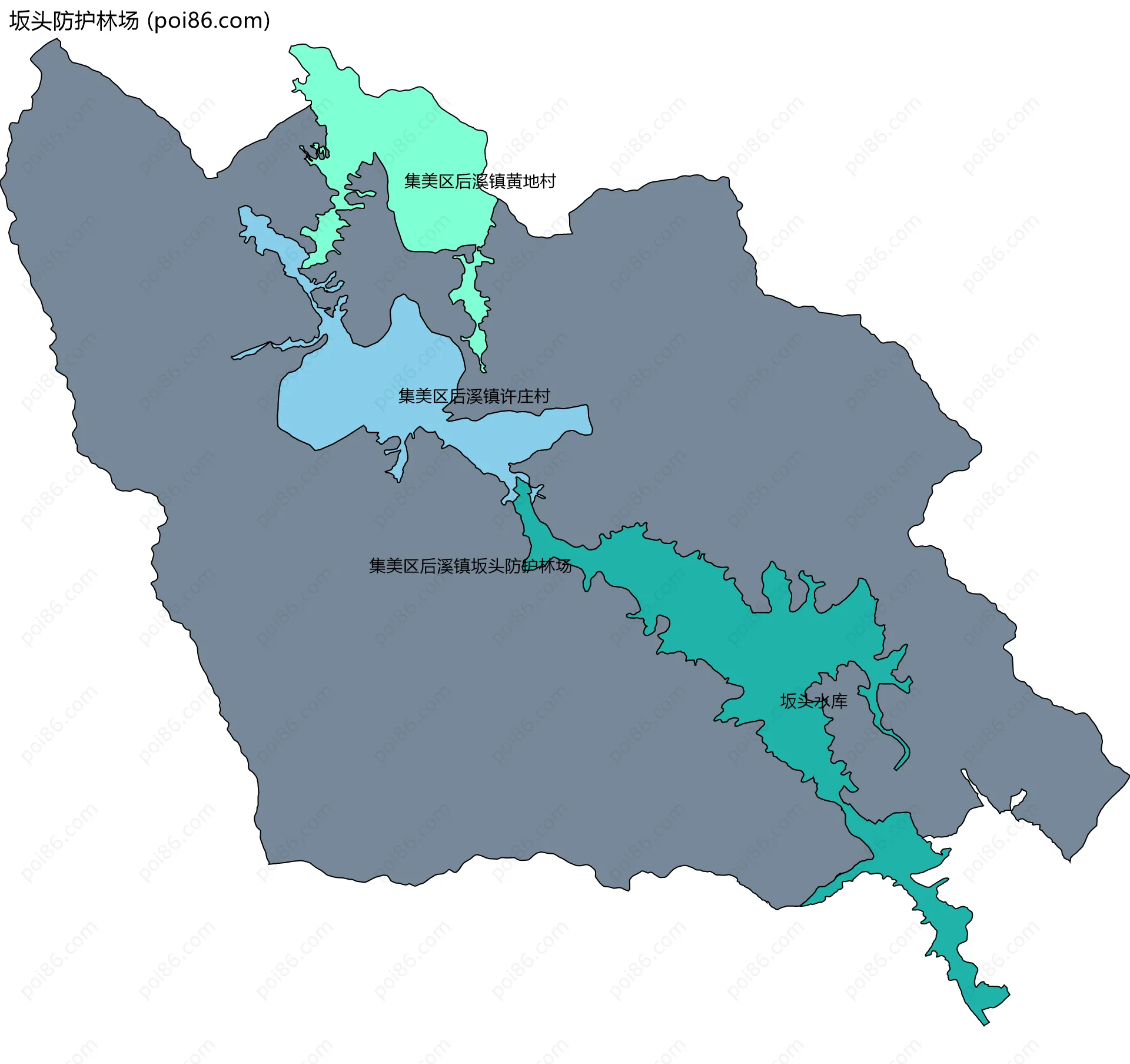 坂头防护林场边界地图(五级行政区划)