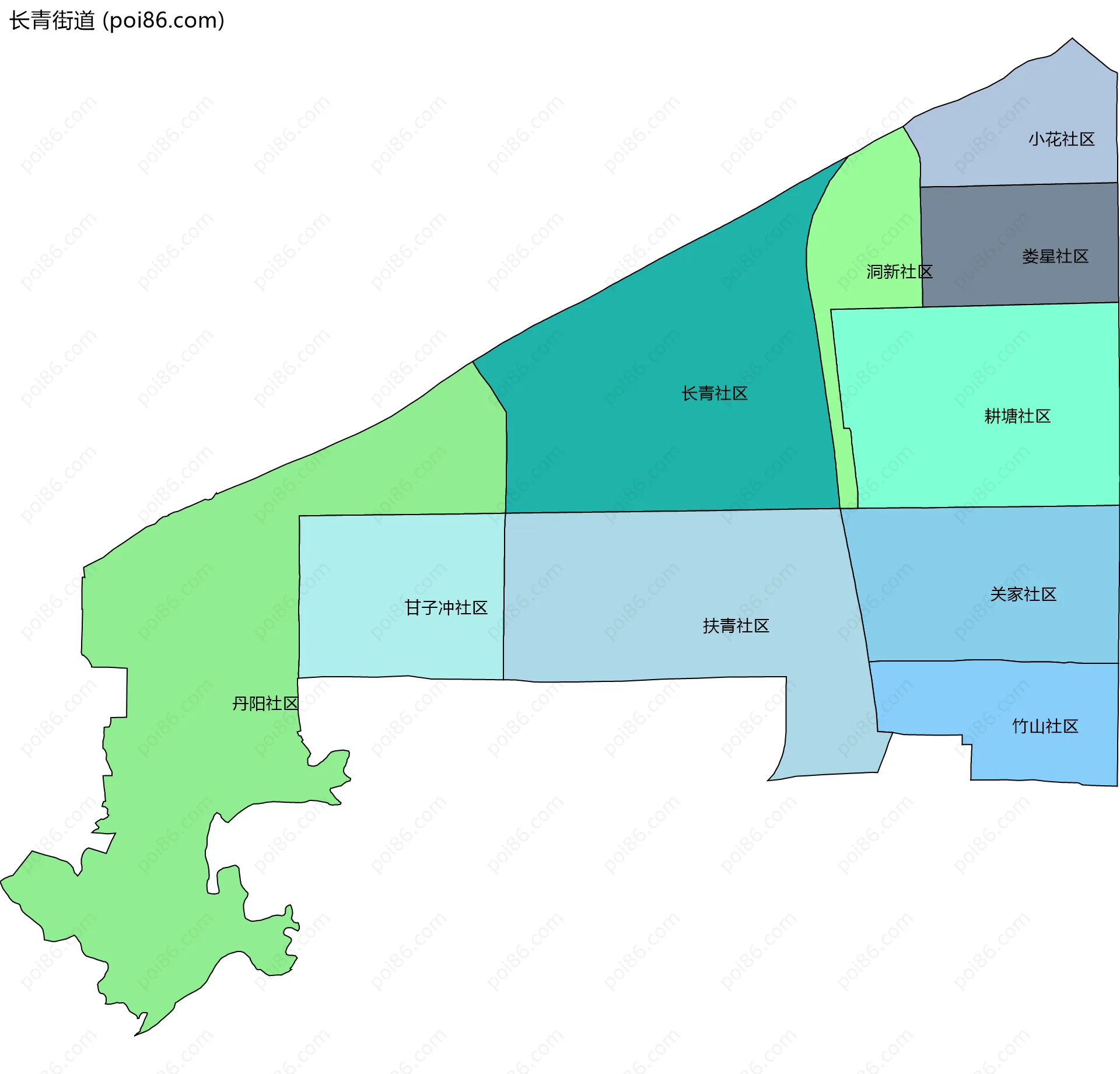 长青街道边界地图(五级行政区划)