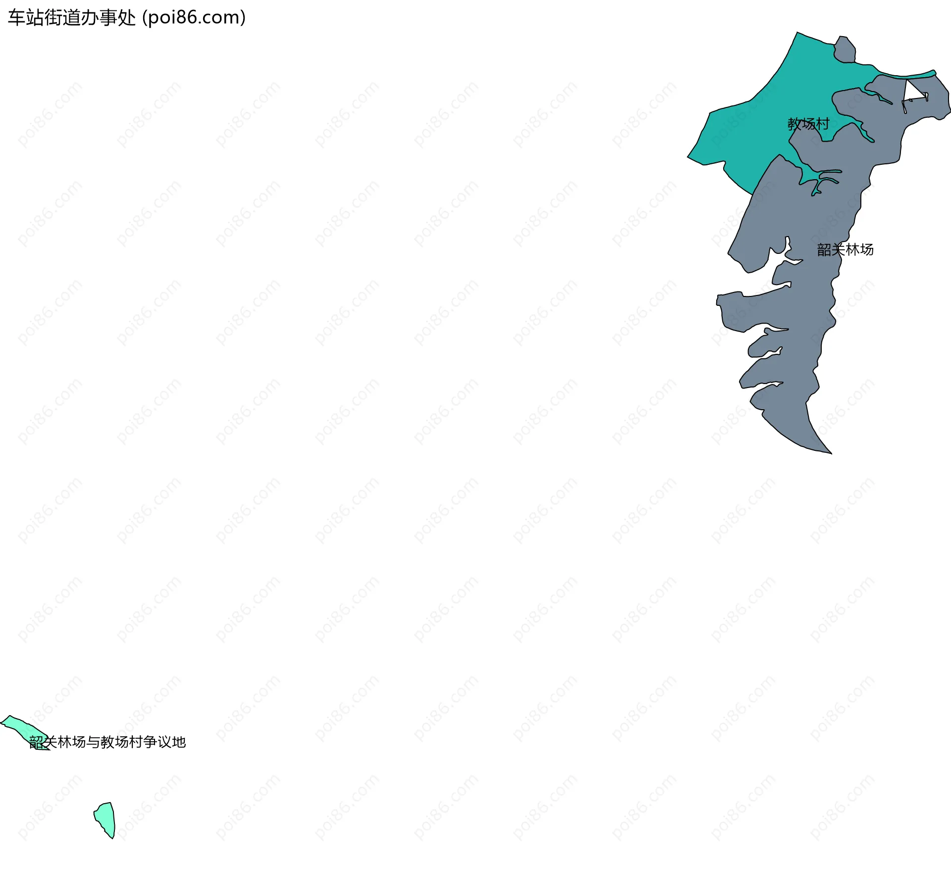 车站街道办事处边界地图(五级行政区划)