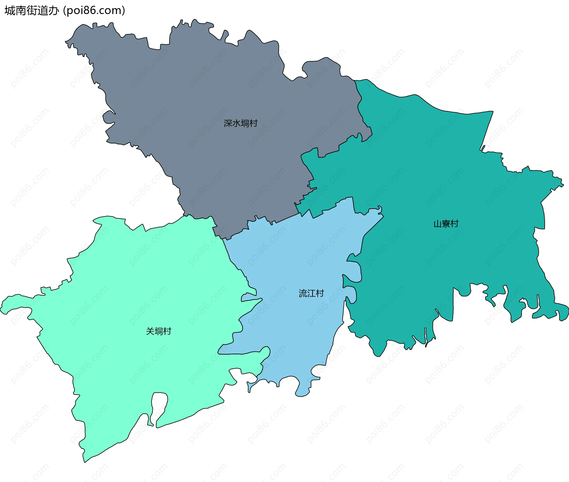 城南街道办边界地图(五级行政区划)