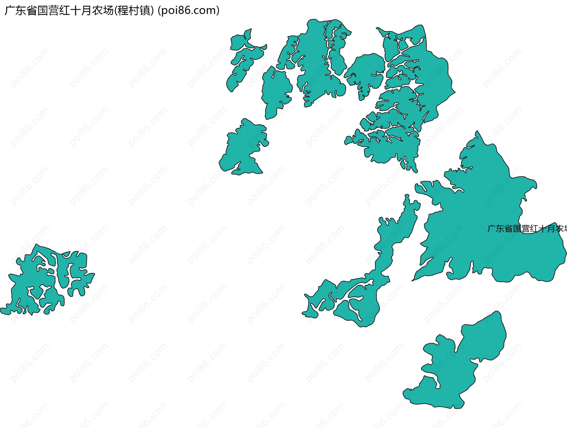 广东省国营红十月农场(程村镇)边界地图