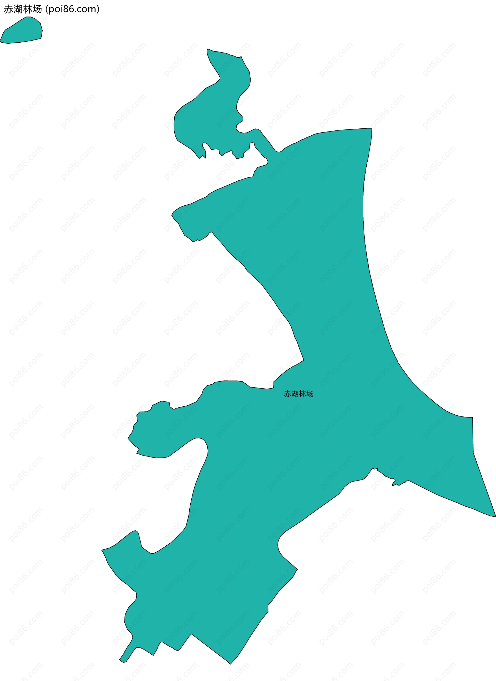 赤湖林场边界地图(五级行政区划)