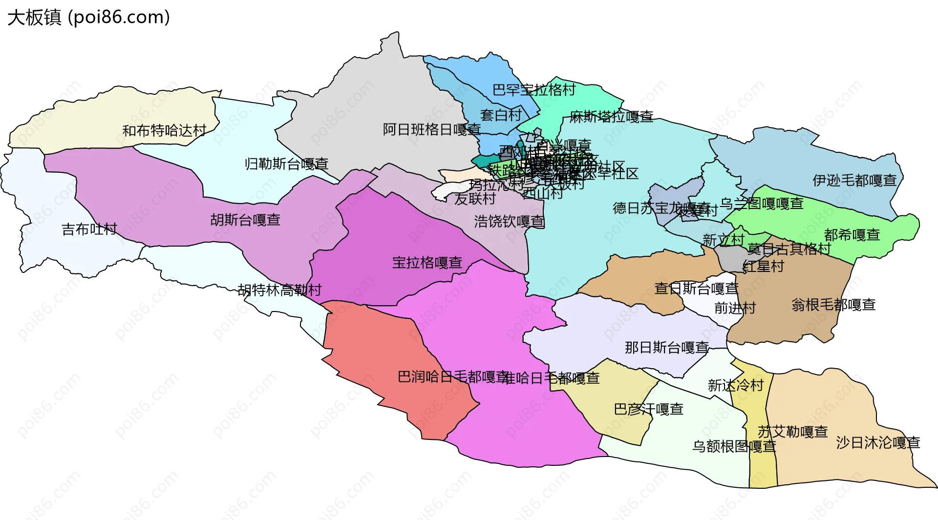 大板镇边界地图(五级行政区划)