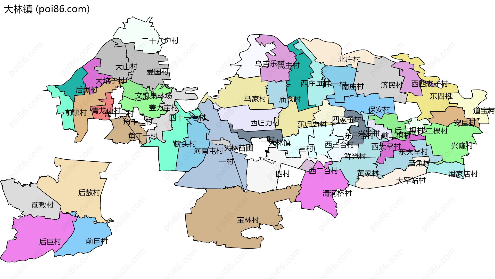大林镇边界地图(五级行政区划)