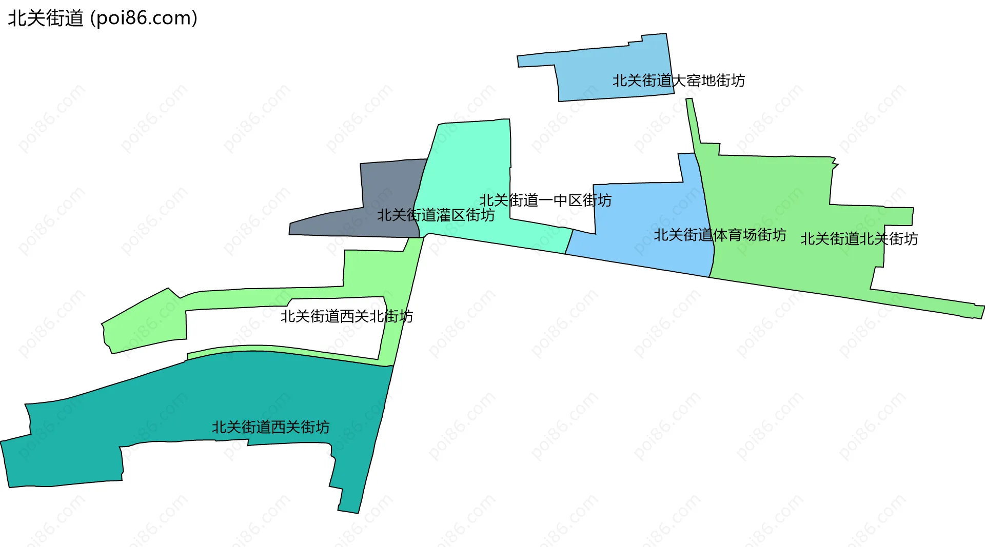 北关街道边界地图(五级行政区划)