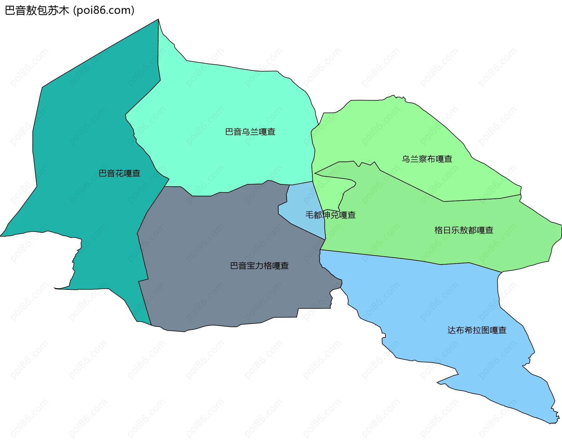 巴音敖包苏木边界地图(五级行政区划)