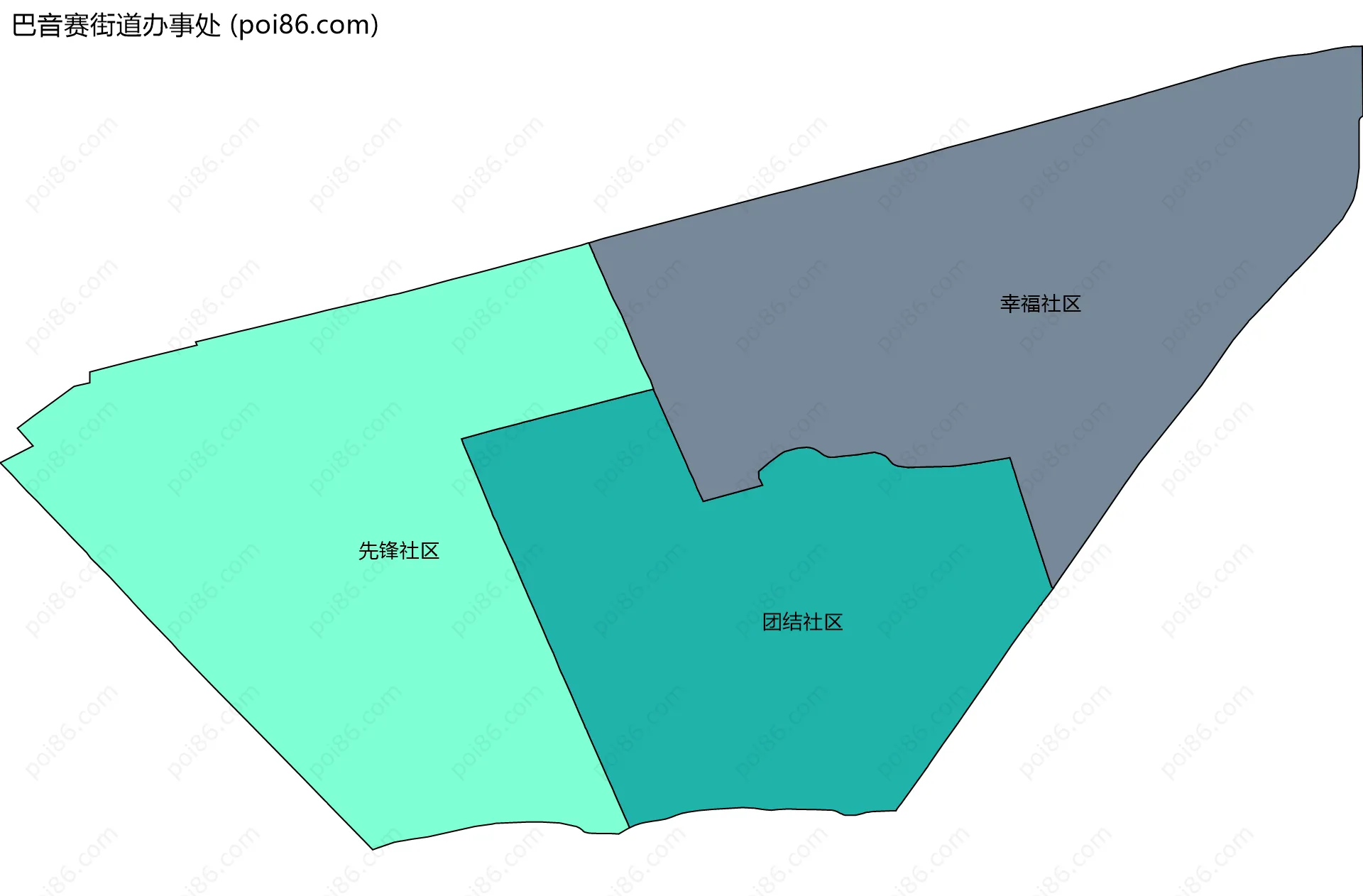 巴音赛街道办事处边界地图(五级行政区划)