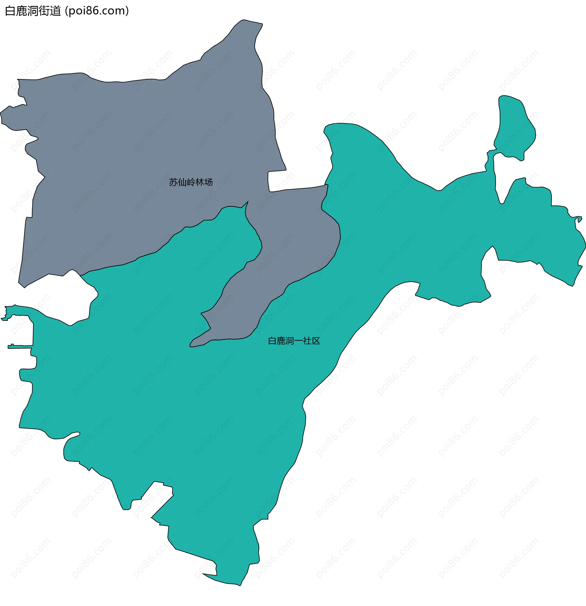 白鹿洞街道边界地图(五级行政区划)