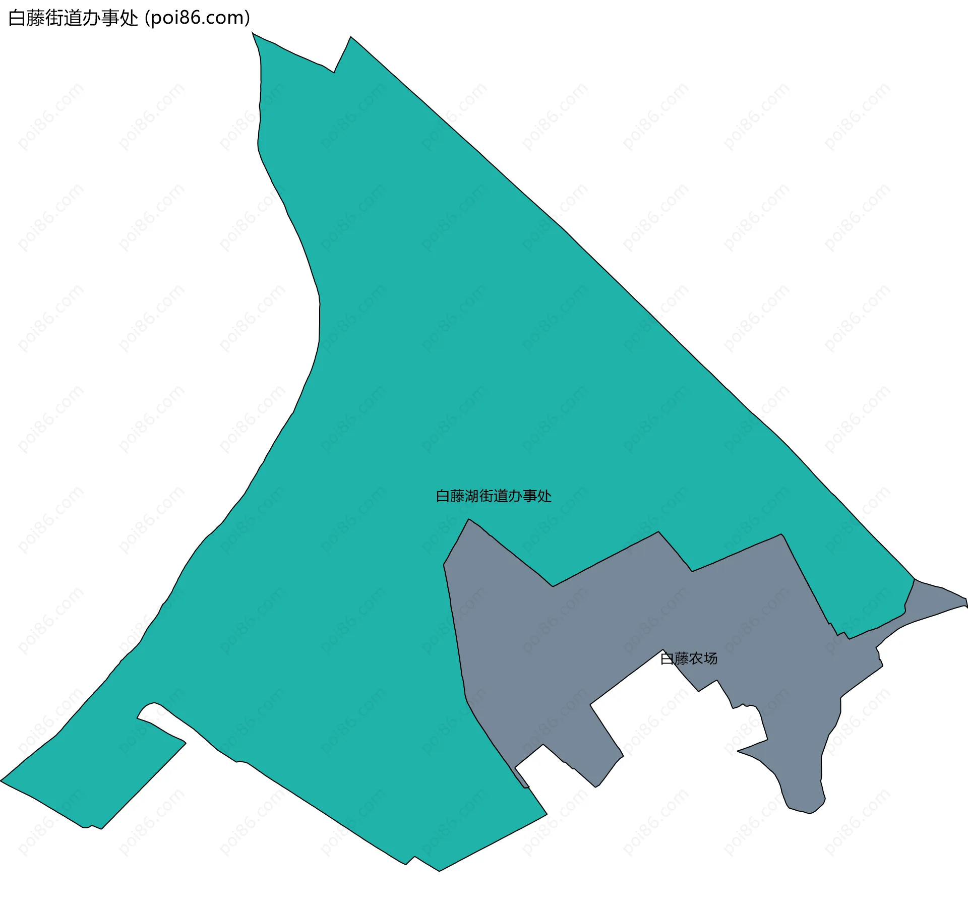 白藤街道办事处边界地图(五级行政区划)