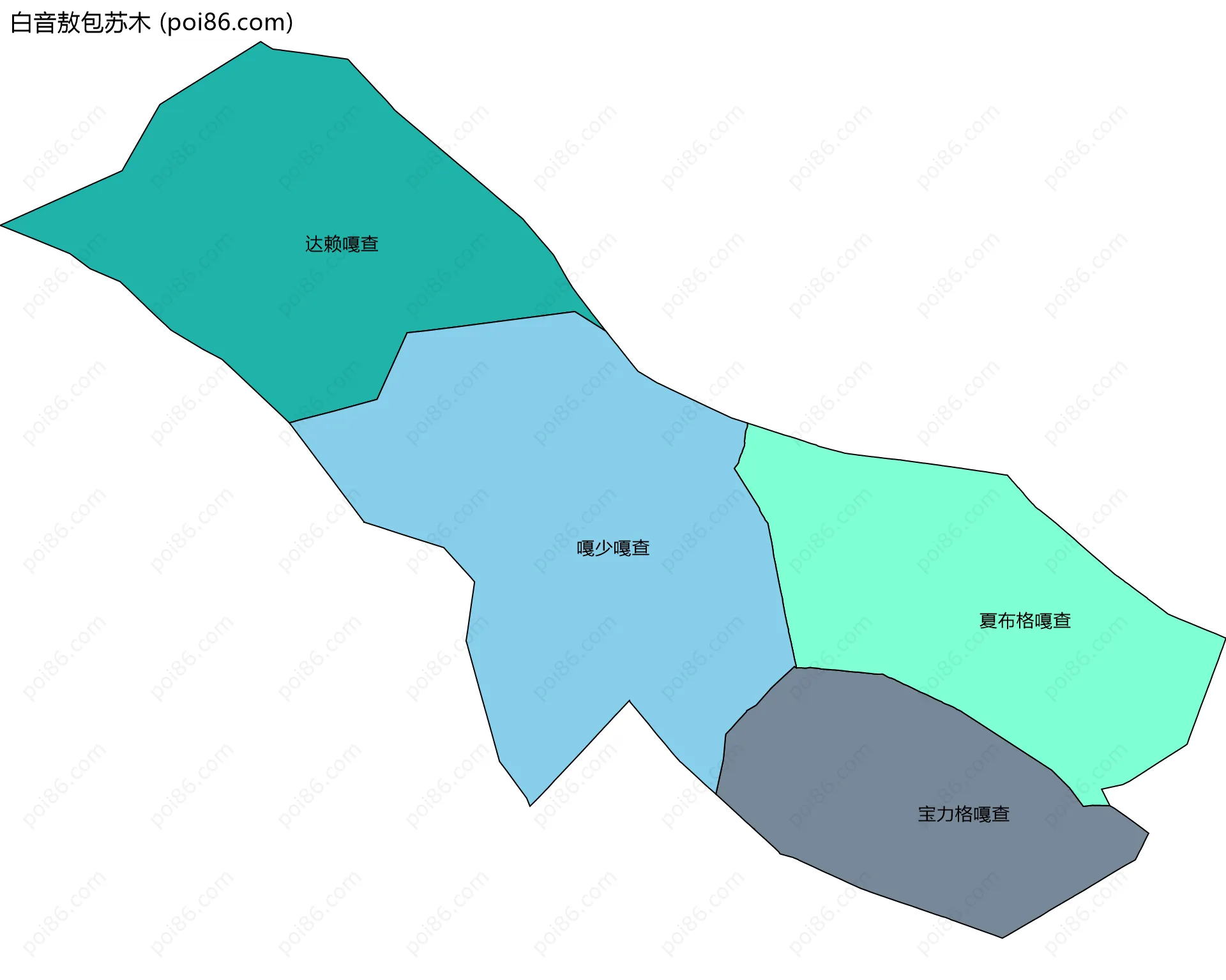 白音敖包苏木边界地图(五级行政区划)