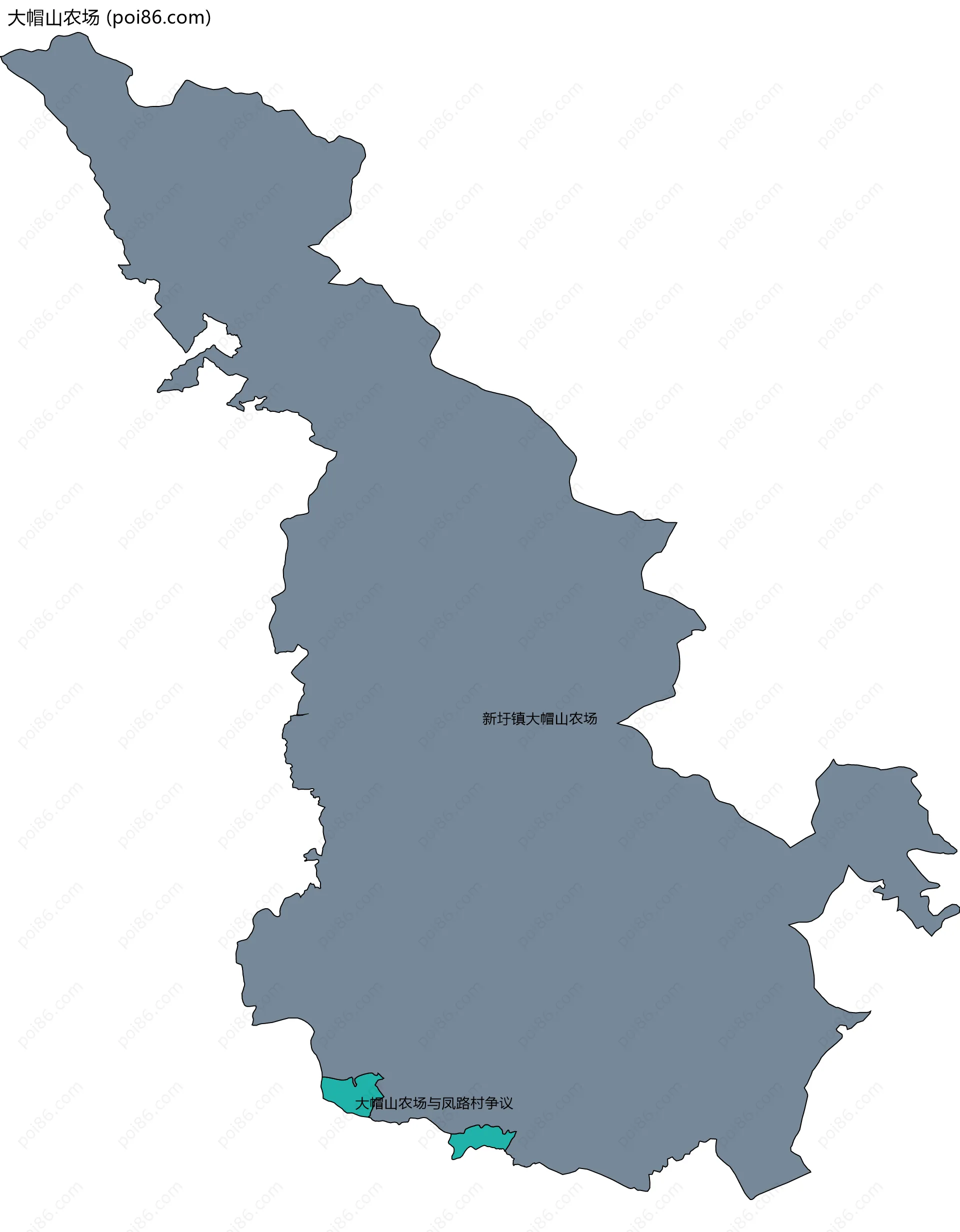 大帽山农场边界地图(五级行政区划)