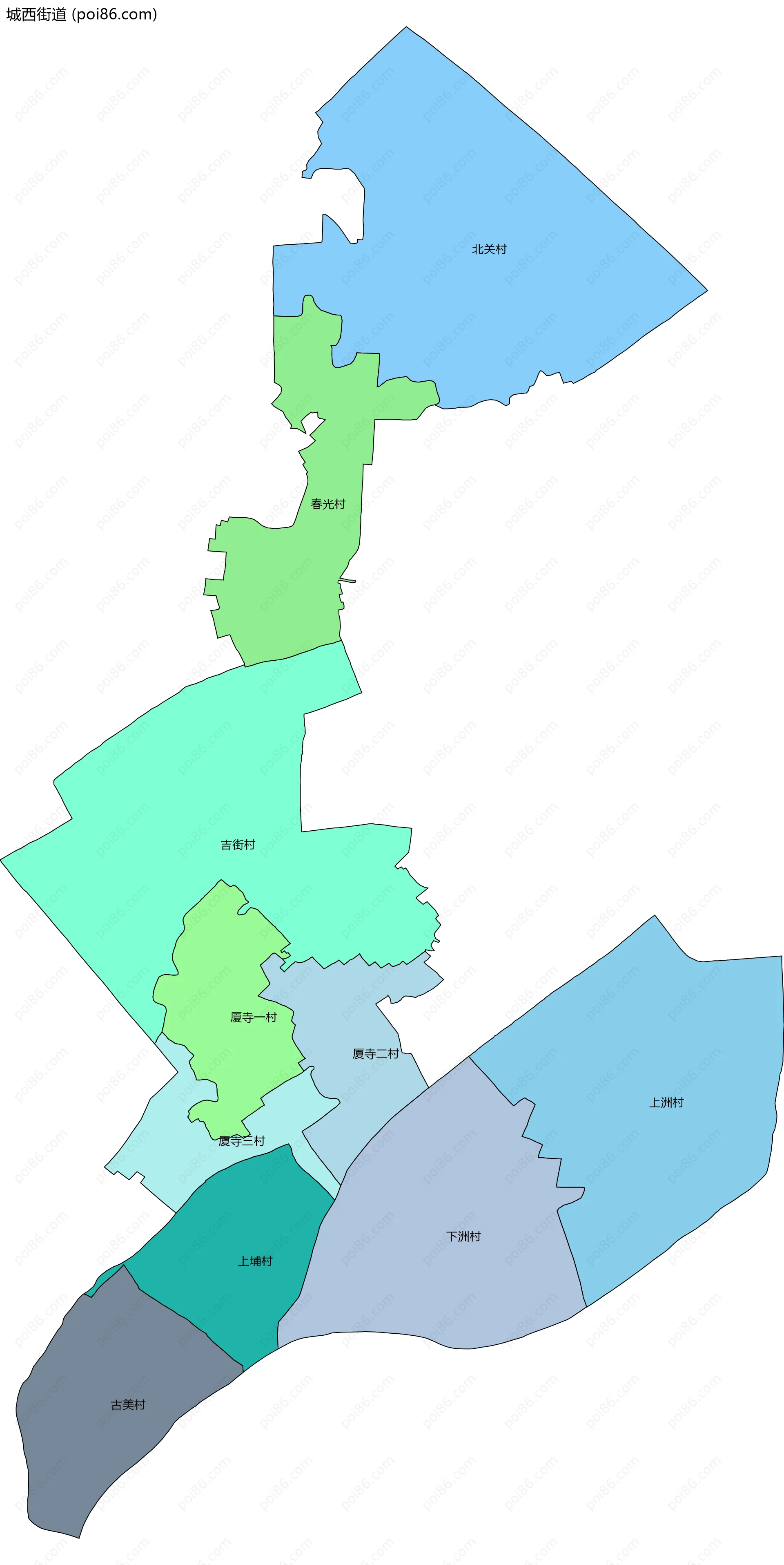 城西街道边界地图(五级行政区划)