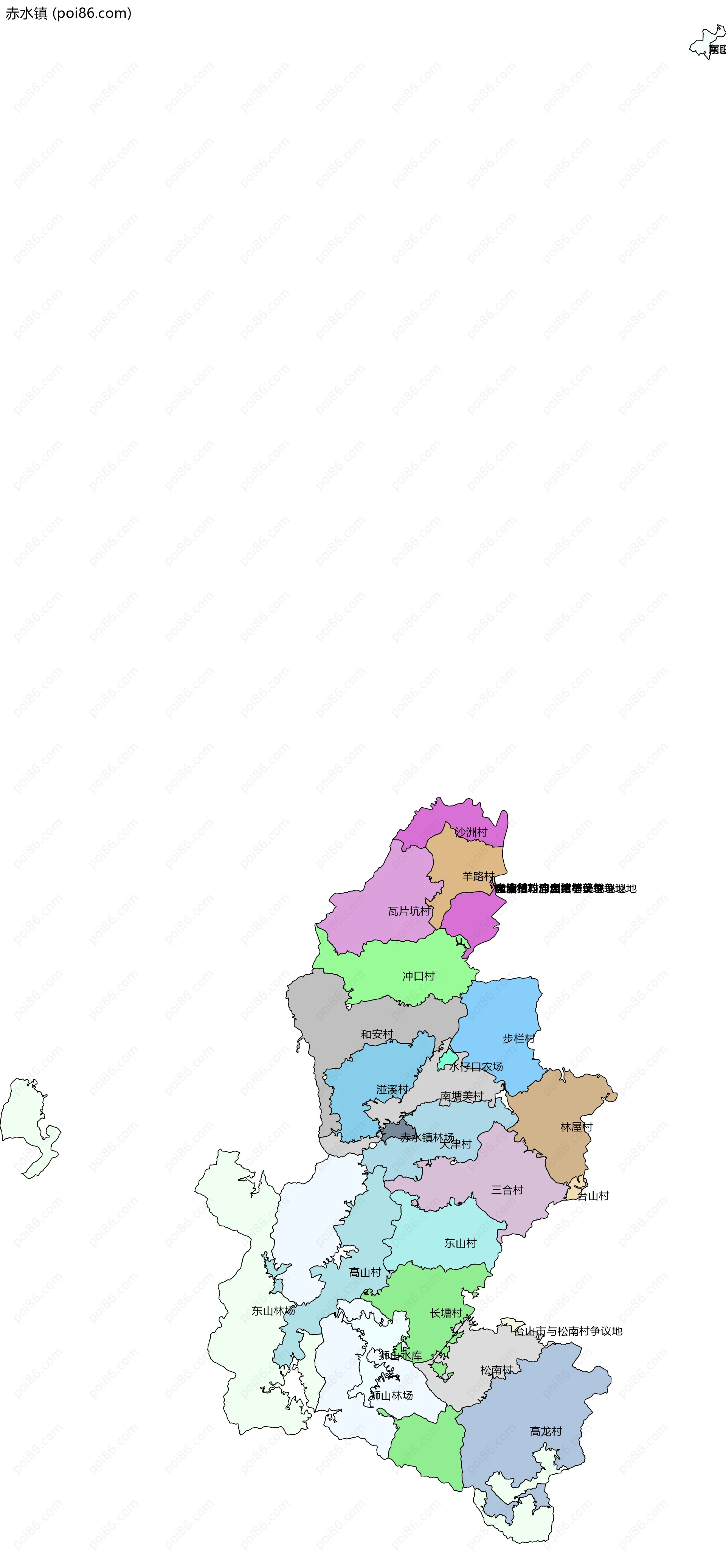 赤水镇边界地图(五级行政区划)