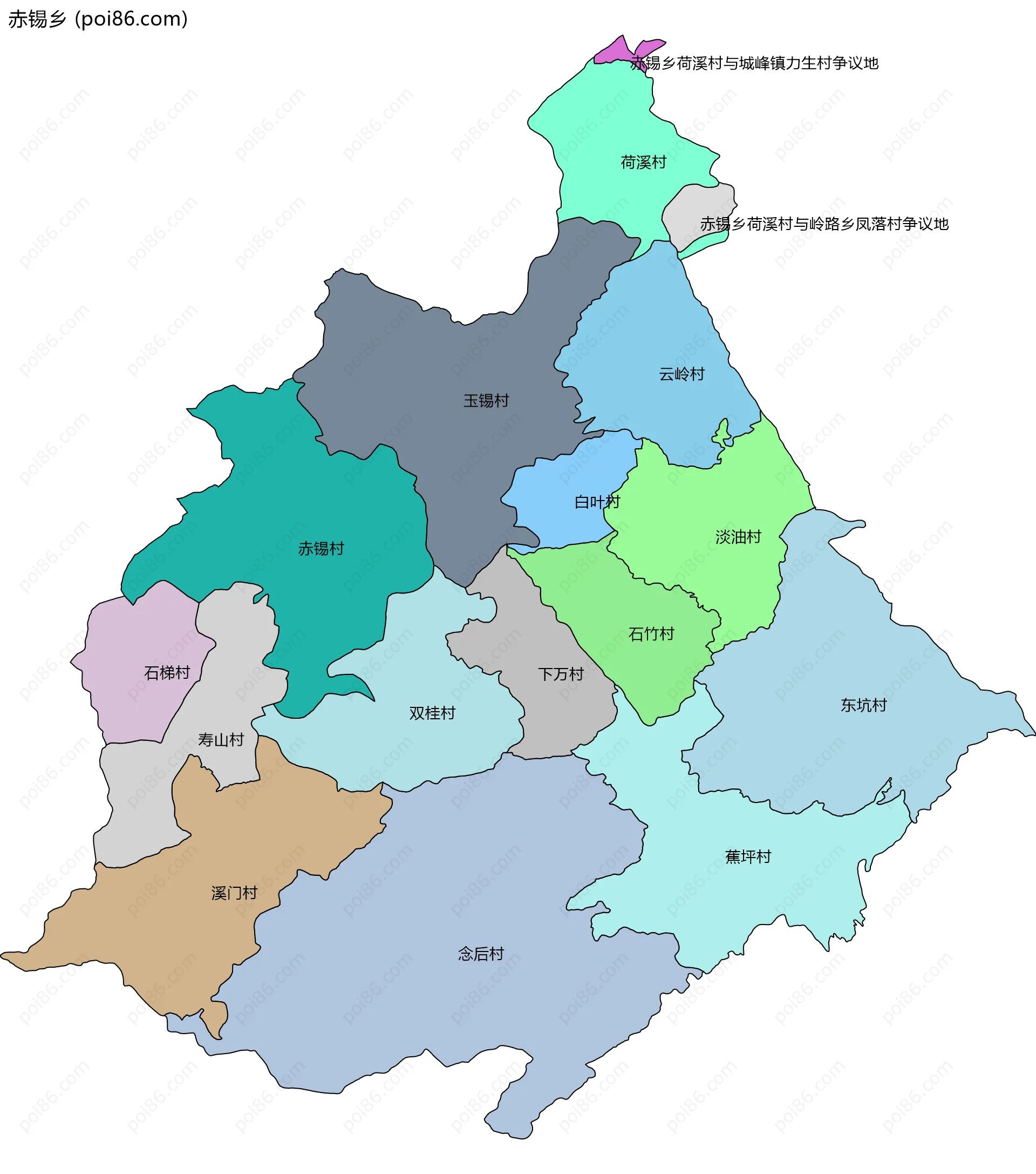 赤锡乡边界地图(五级行政区划)