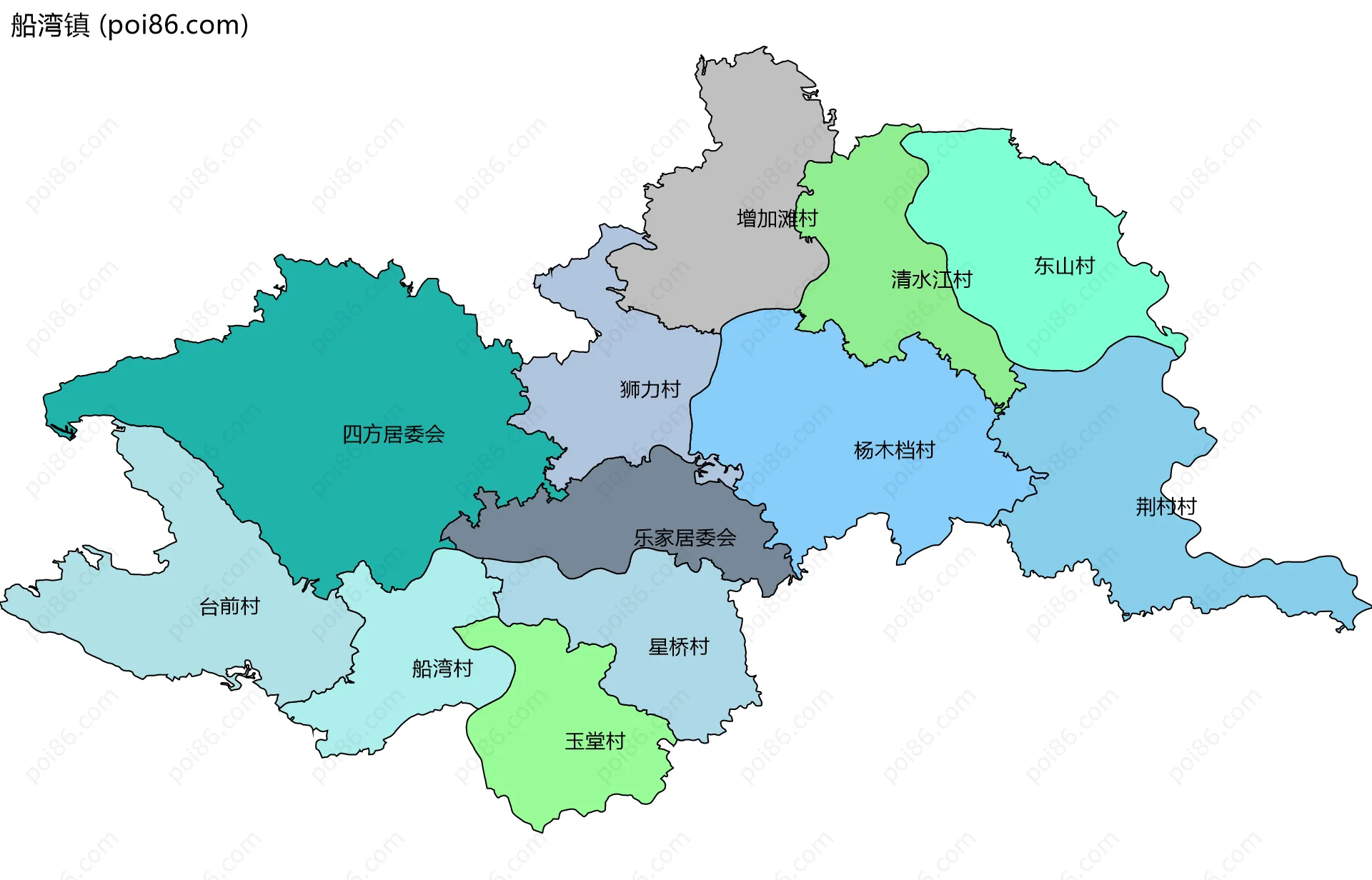 船湾镇边界地图(五级行政区划)