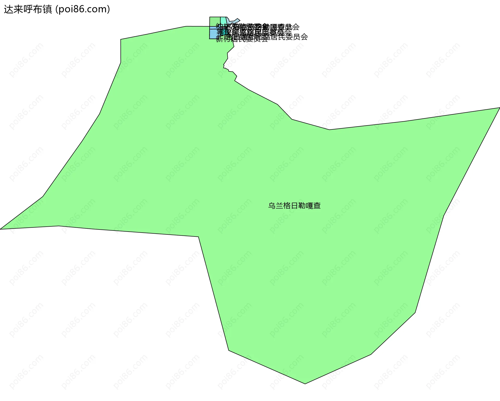 达来呼布镇边界地图(五级行政区划)
