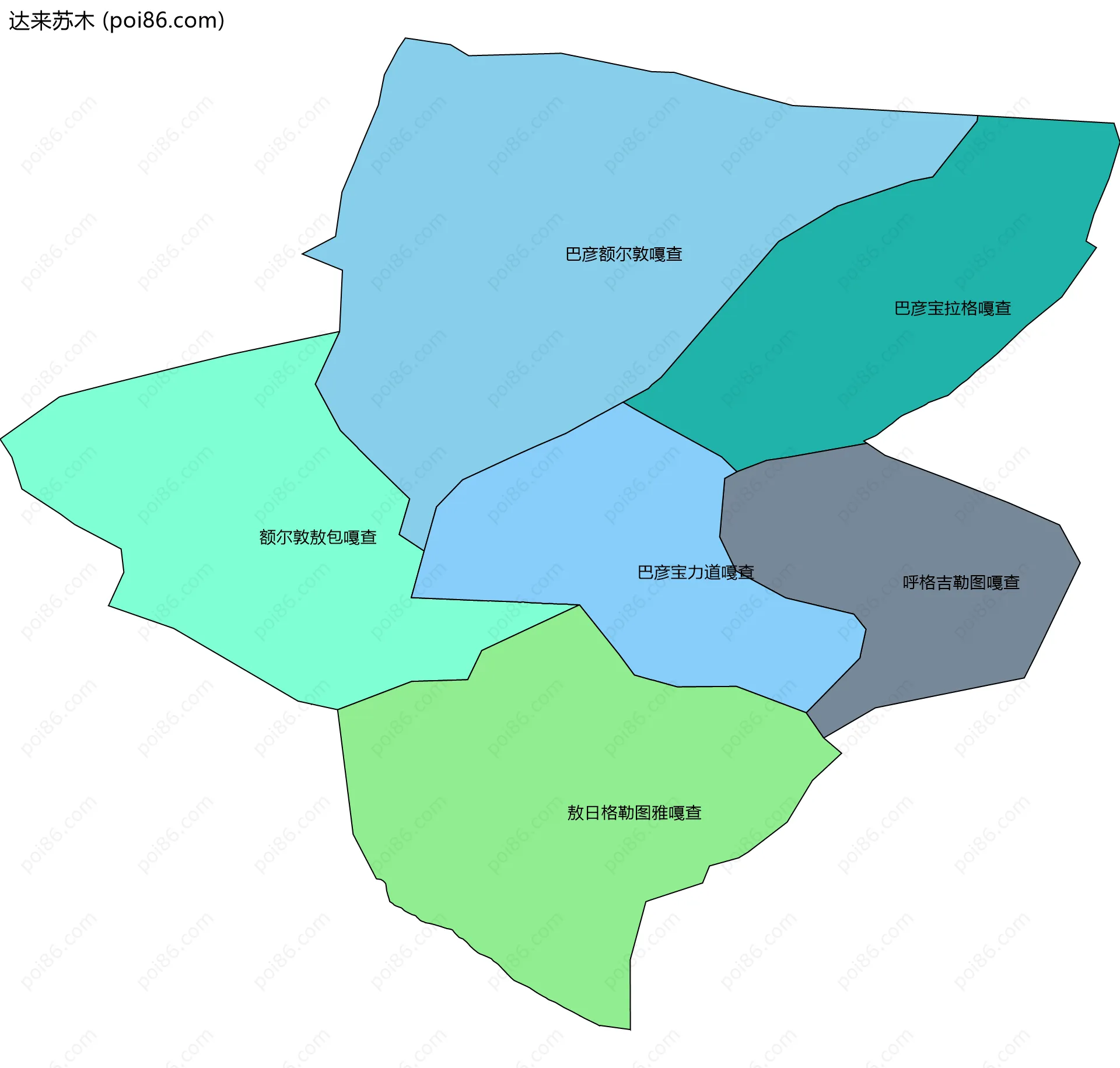 达来苏木边界地图(五级行政区划)