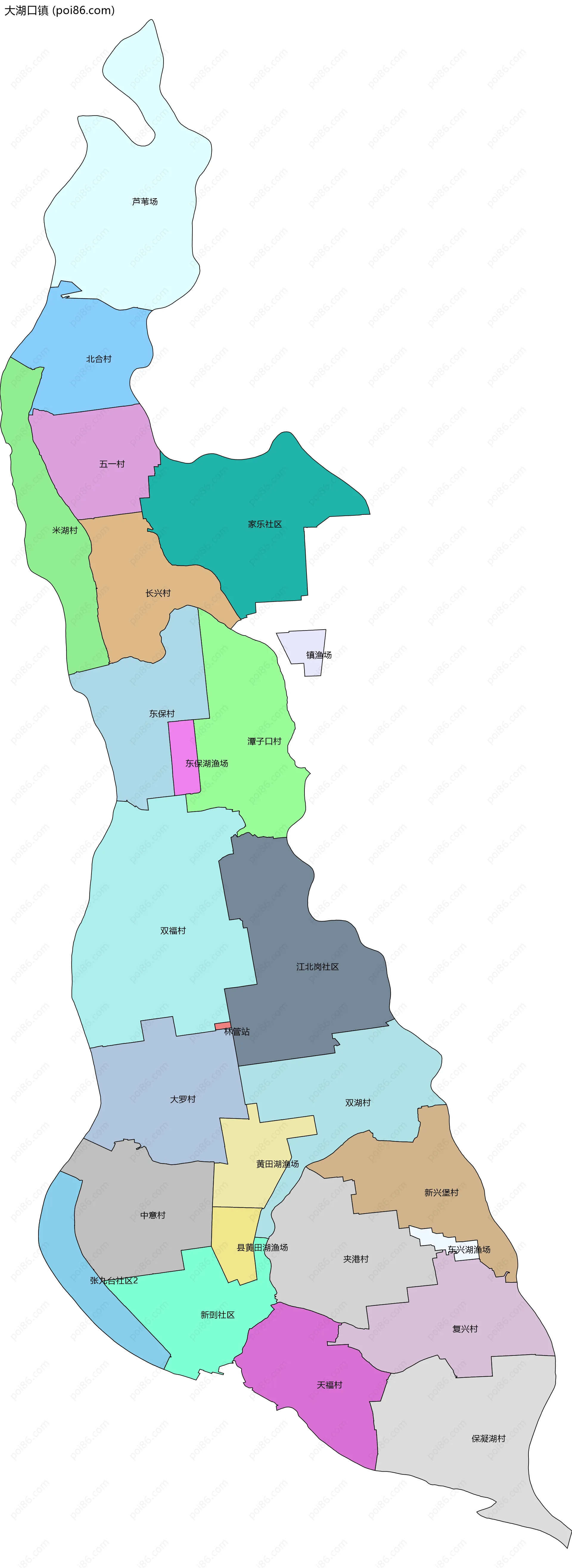 大湖口镇边界地图(五级行政区划)