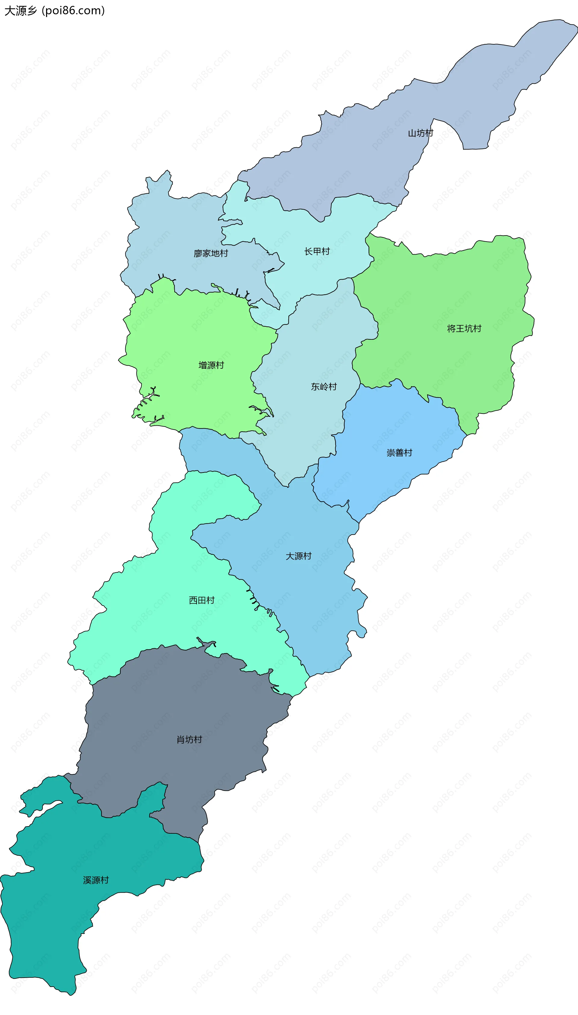 大源乡边界地图(五级行政区划)