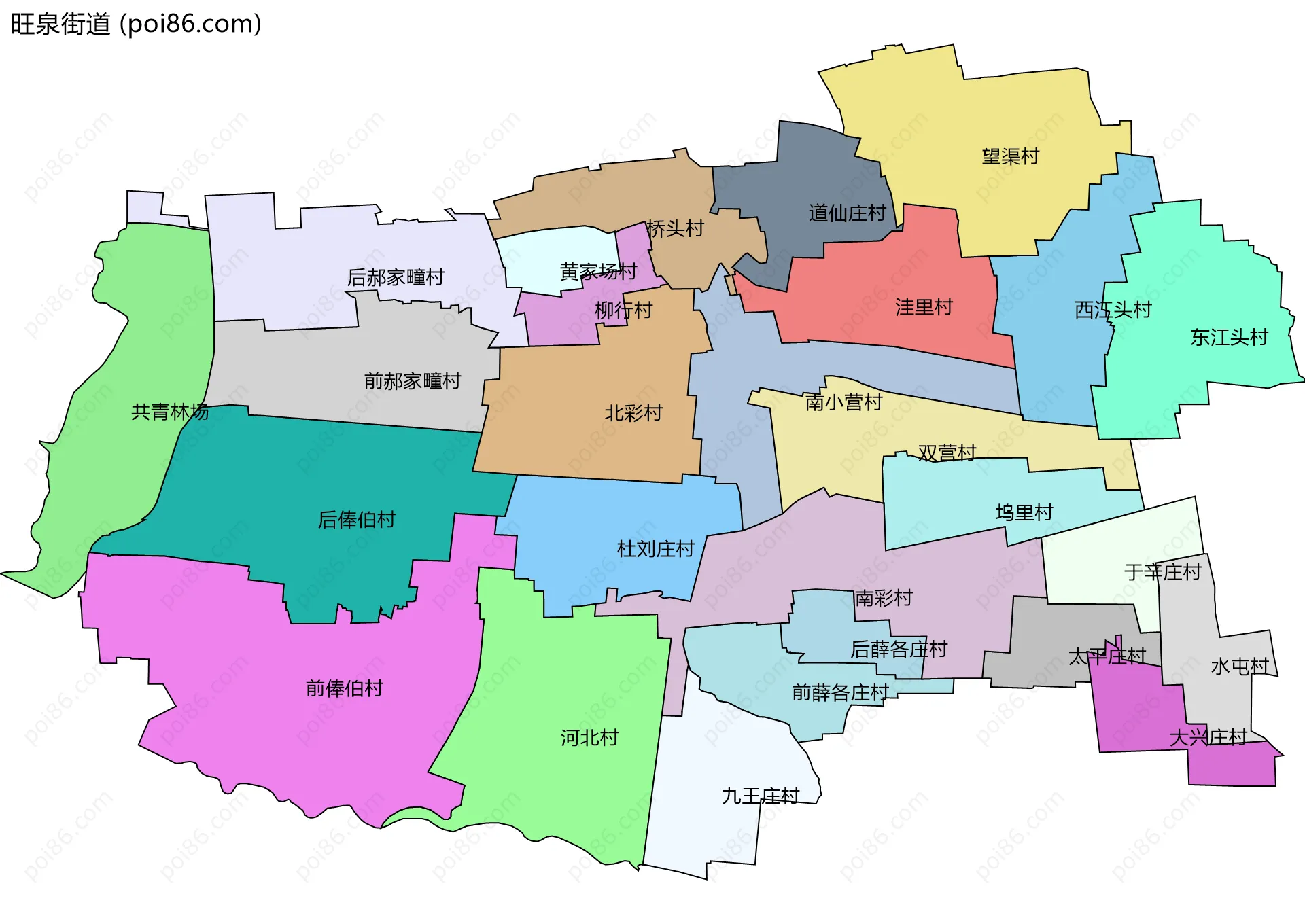 旺泉街道边界地图(五级行政区划)