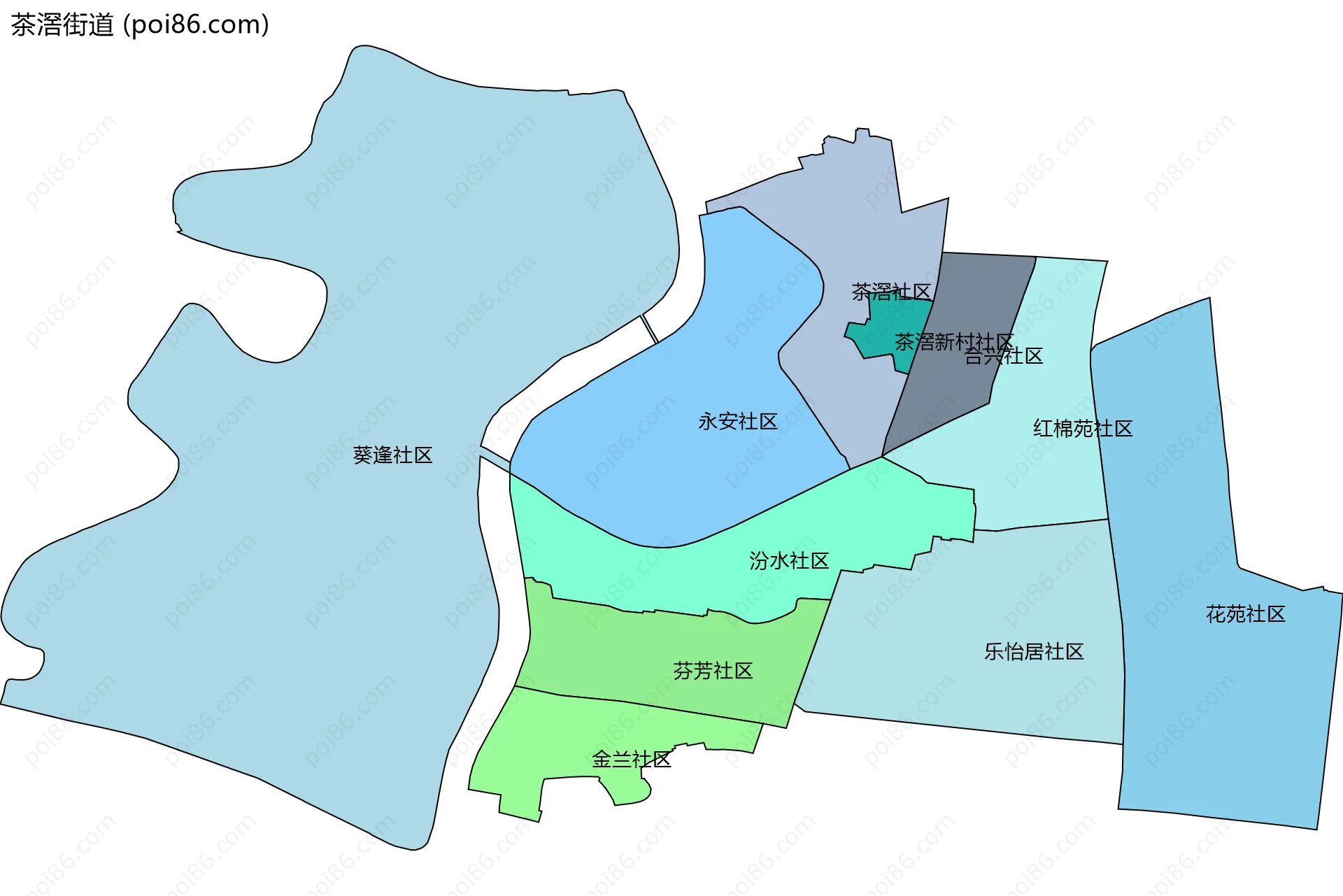 茶滘街道边界地图(五级行政区划)