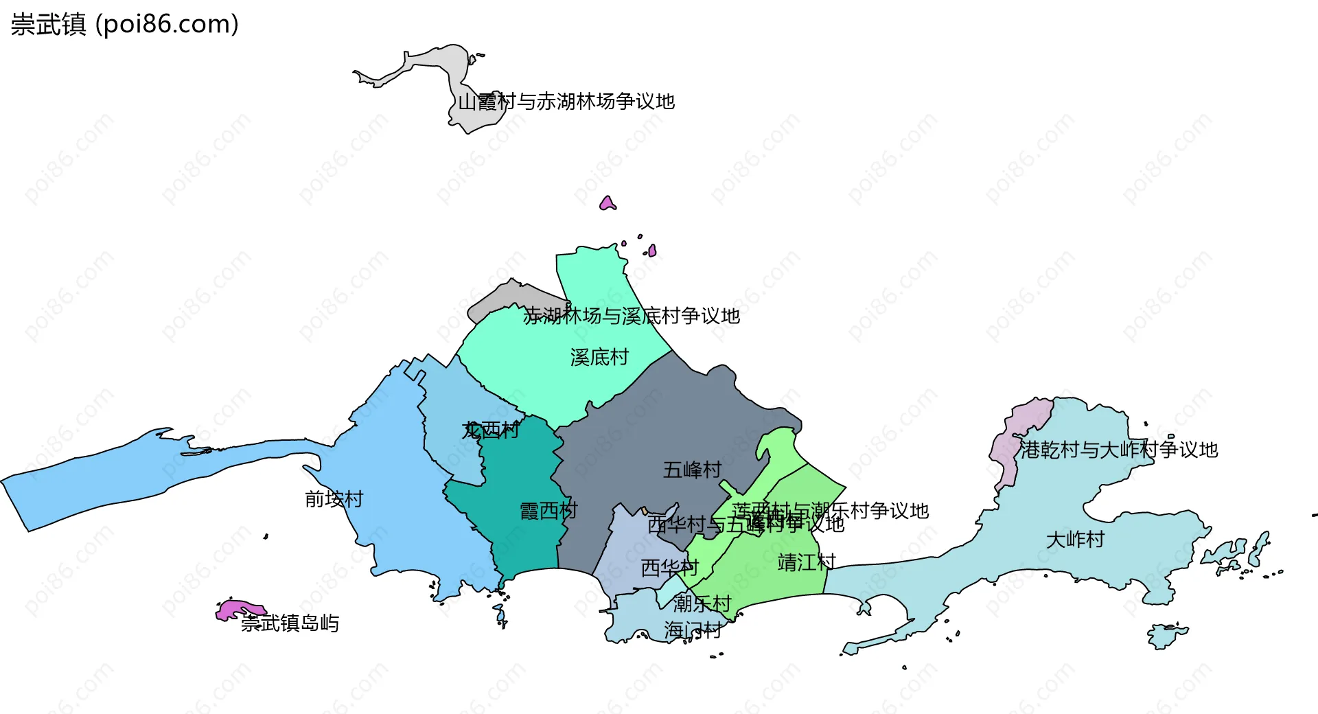 崇武镇边界地图(五级行政区划)