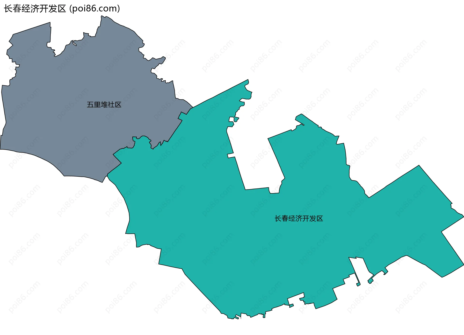 长春经济开发区边界地图(五级行政区划)