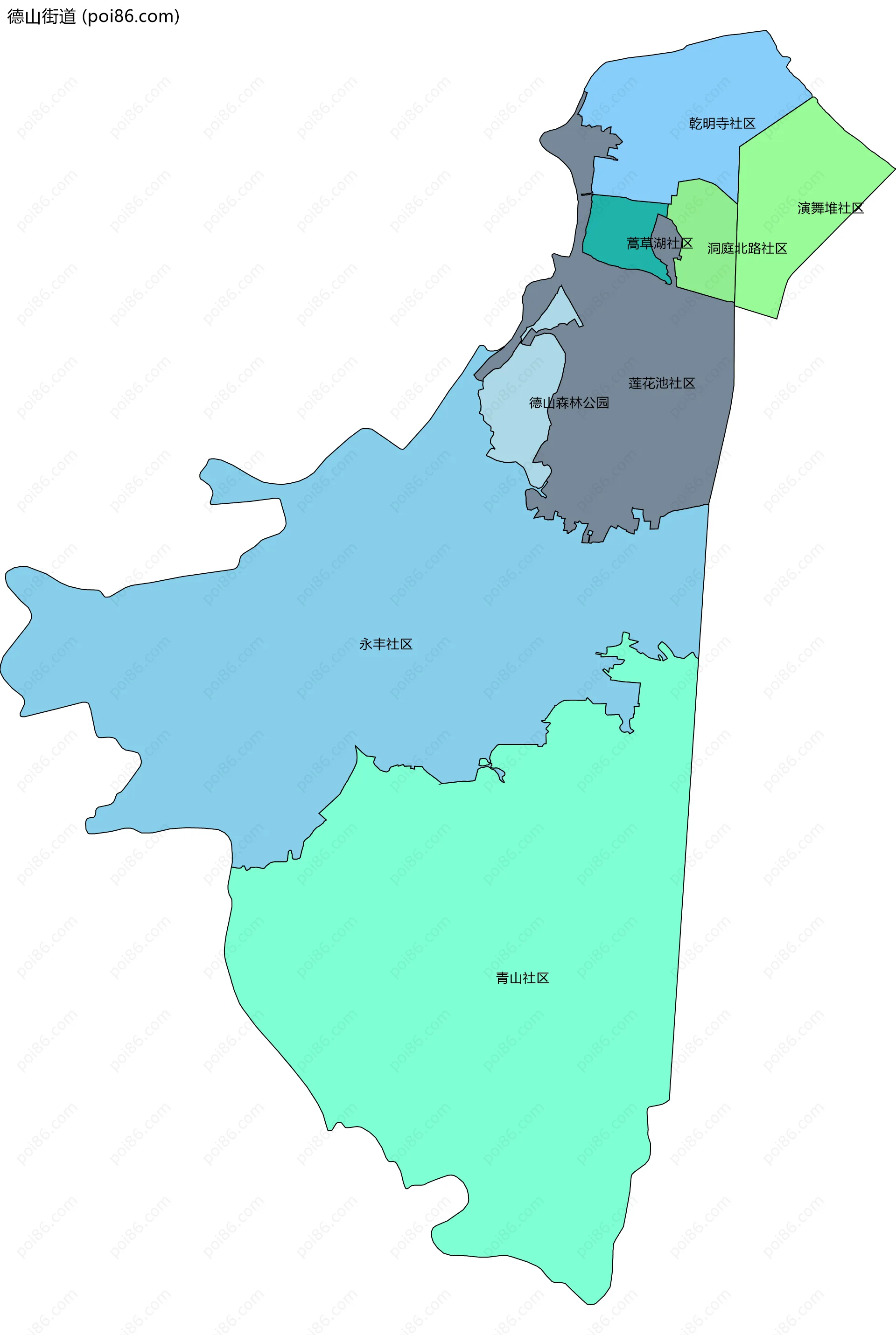 德山街道边界地图(五级行政区划)