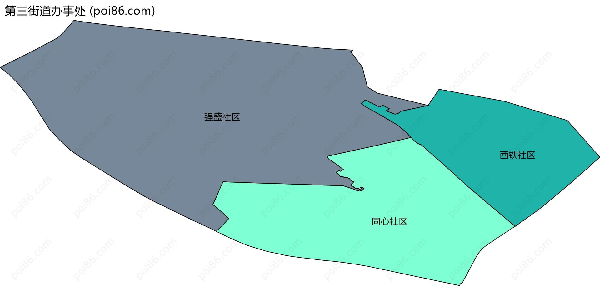 第三街道办事处边界地图(五级行政区划)