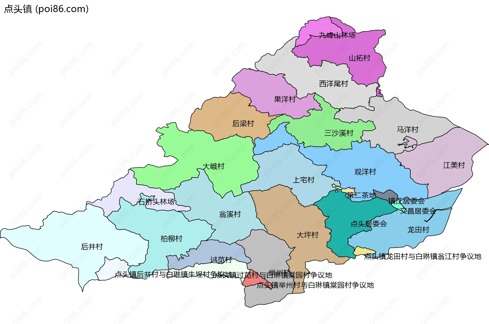 点头镇边界地图(五级行政区划)
