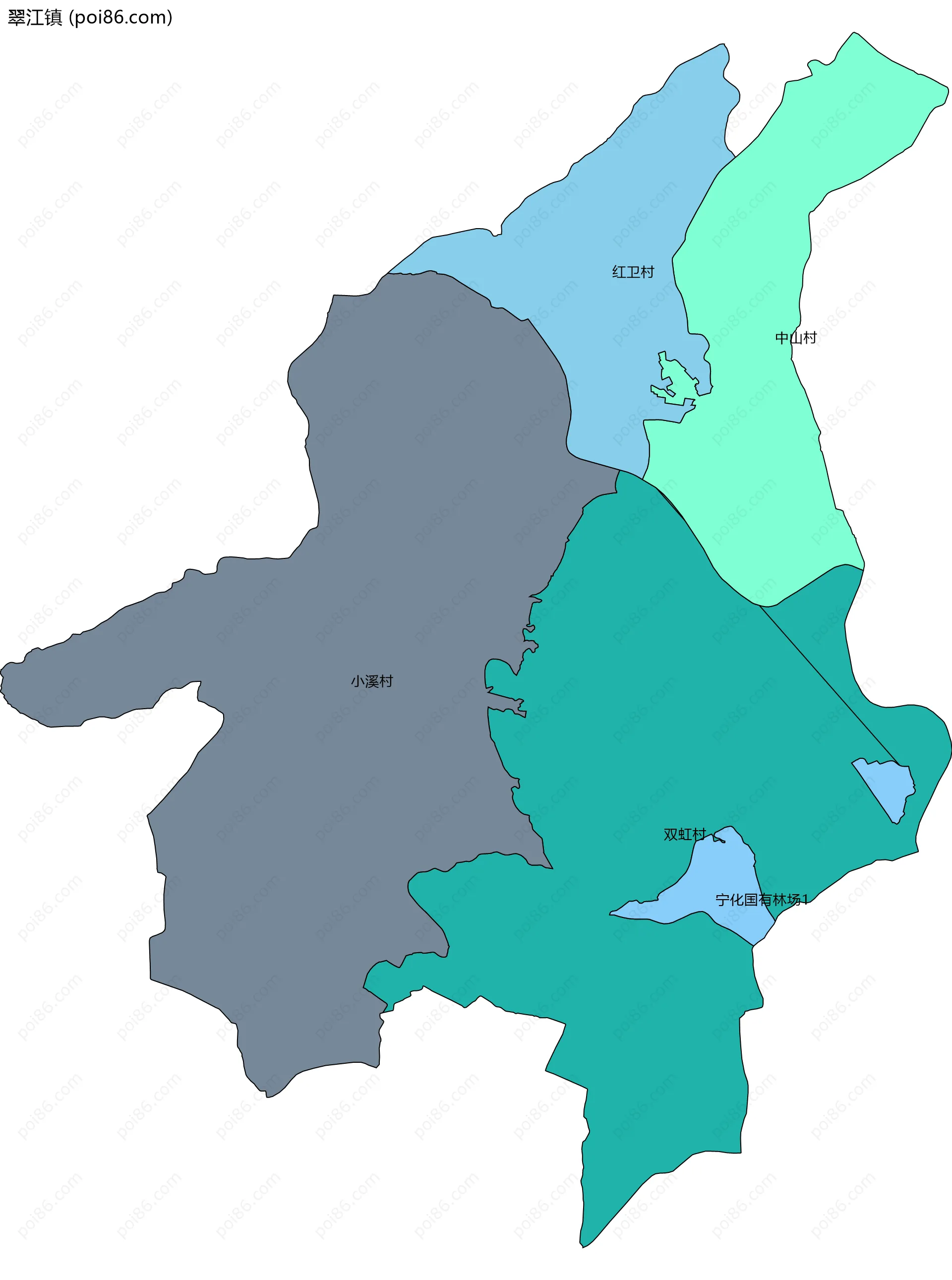 翠江镇边界地图(五级行政区划)