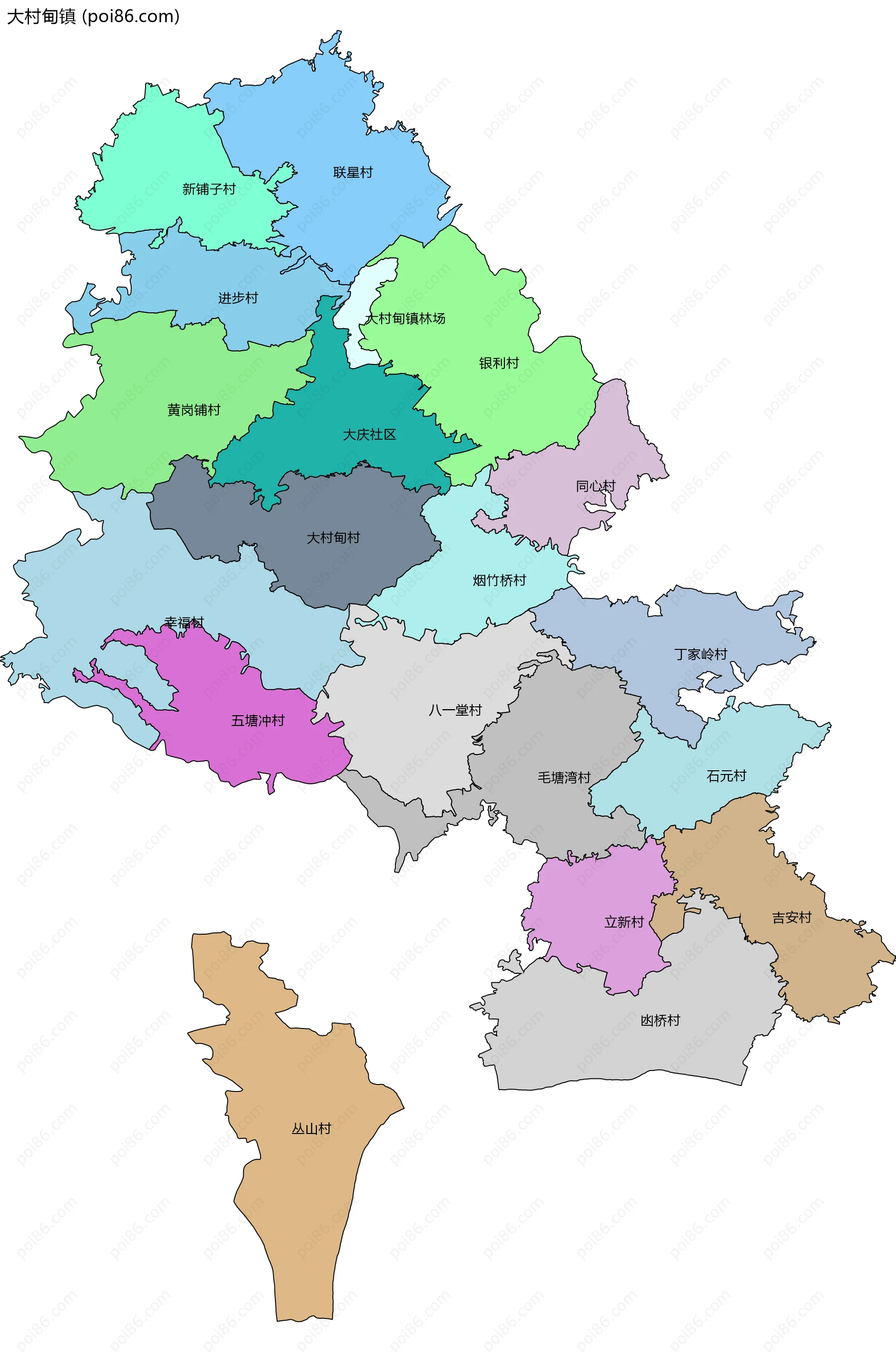 大村甸镇边界地图(五级行政区划)