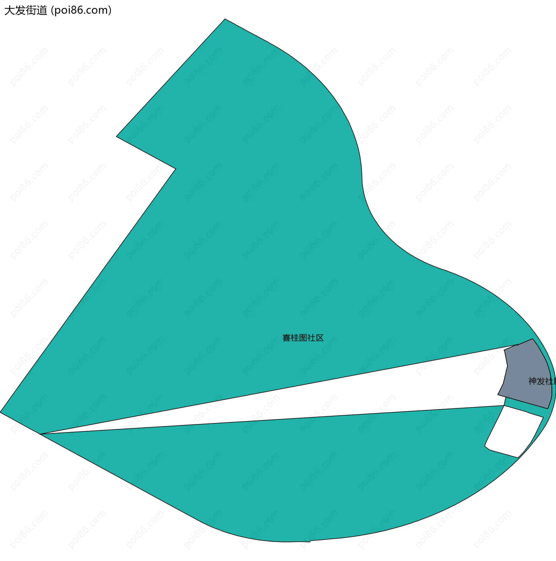 大发街道边界地图(五级行政区划)