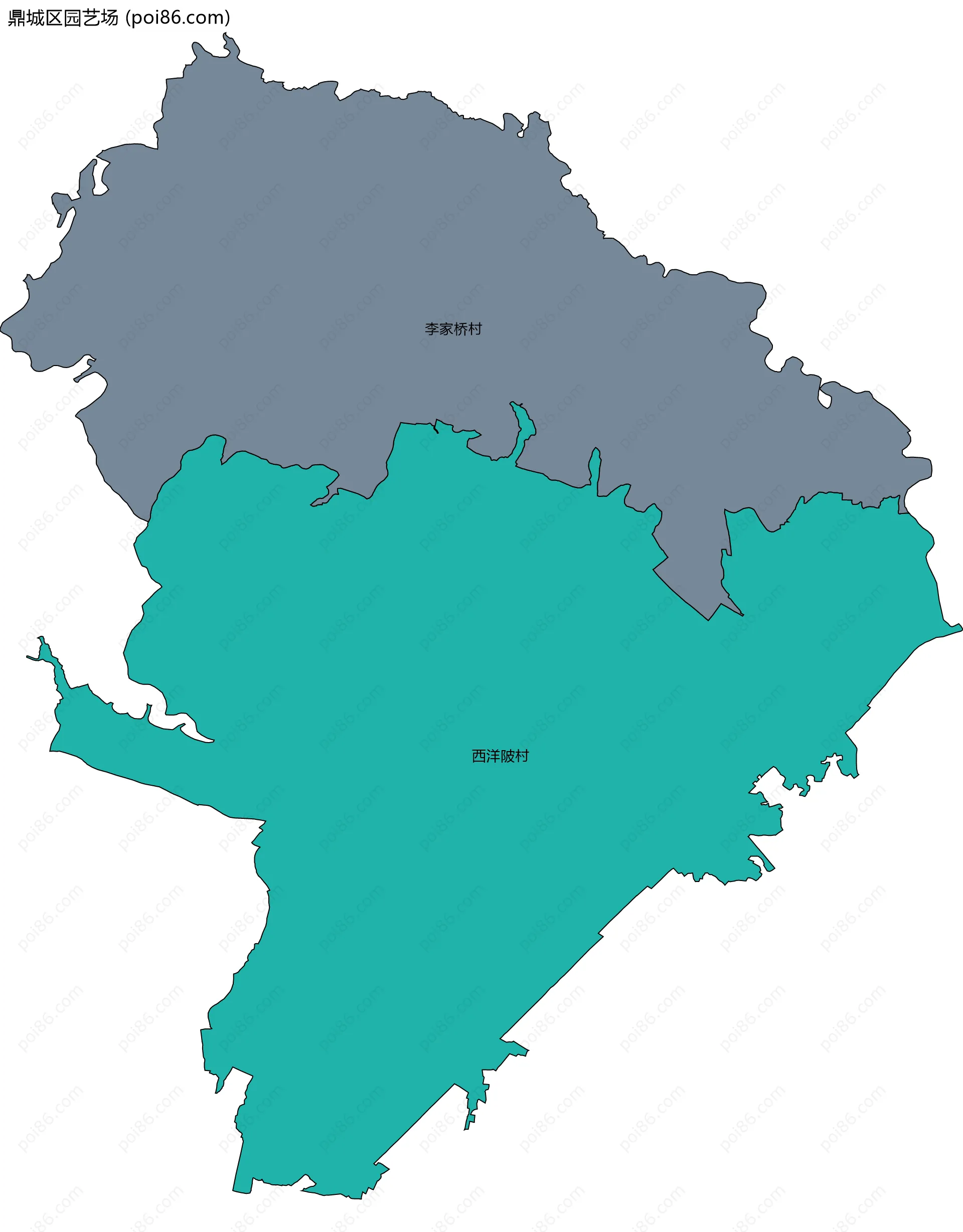 鼎城区园艺场边界地图(五级行政区划)