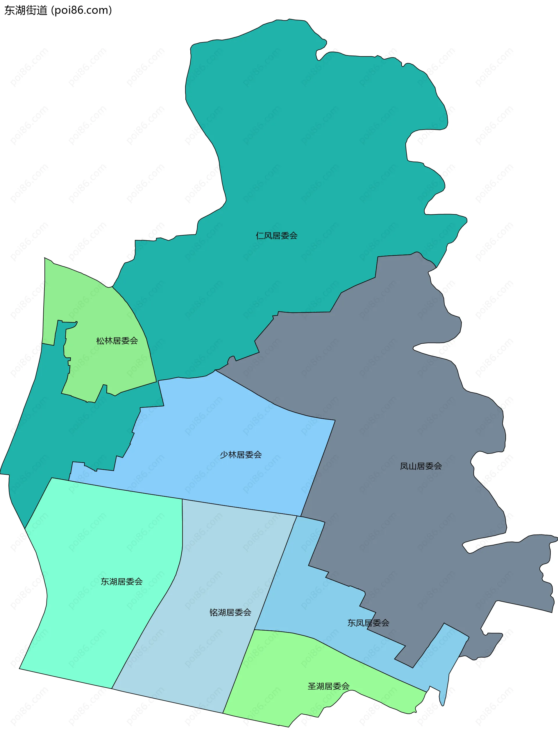 东湖街道边界地图(五级行政区划)