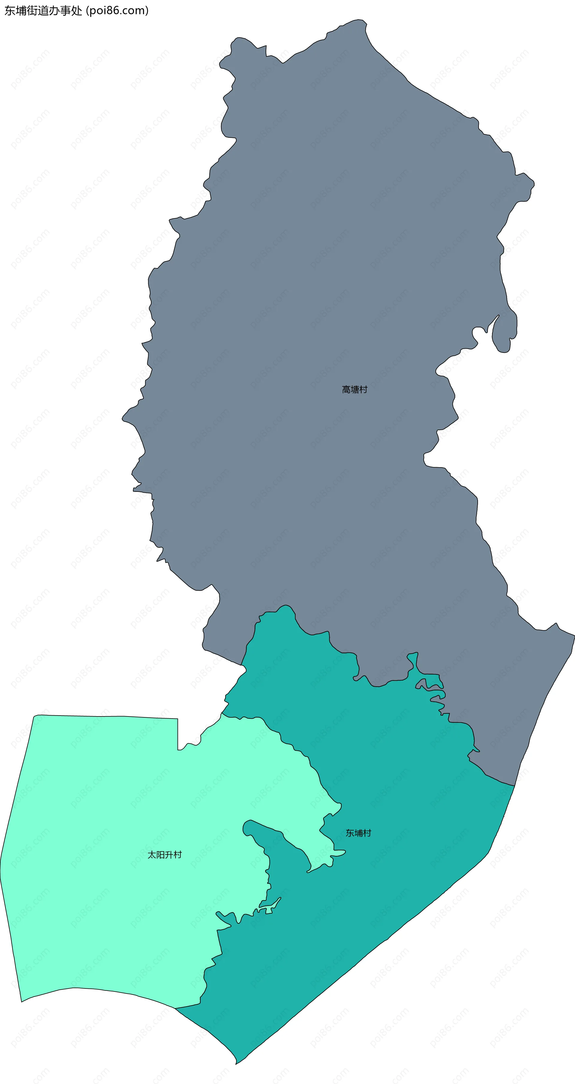 东埔街道办事处边界地图(五级行政区划)