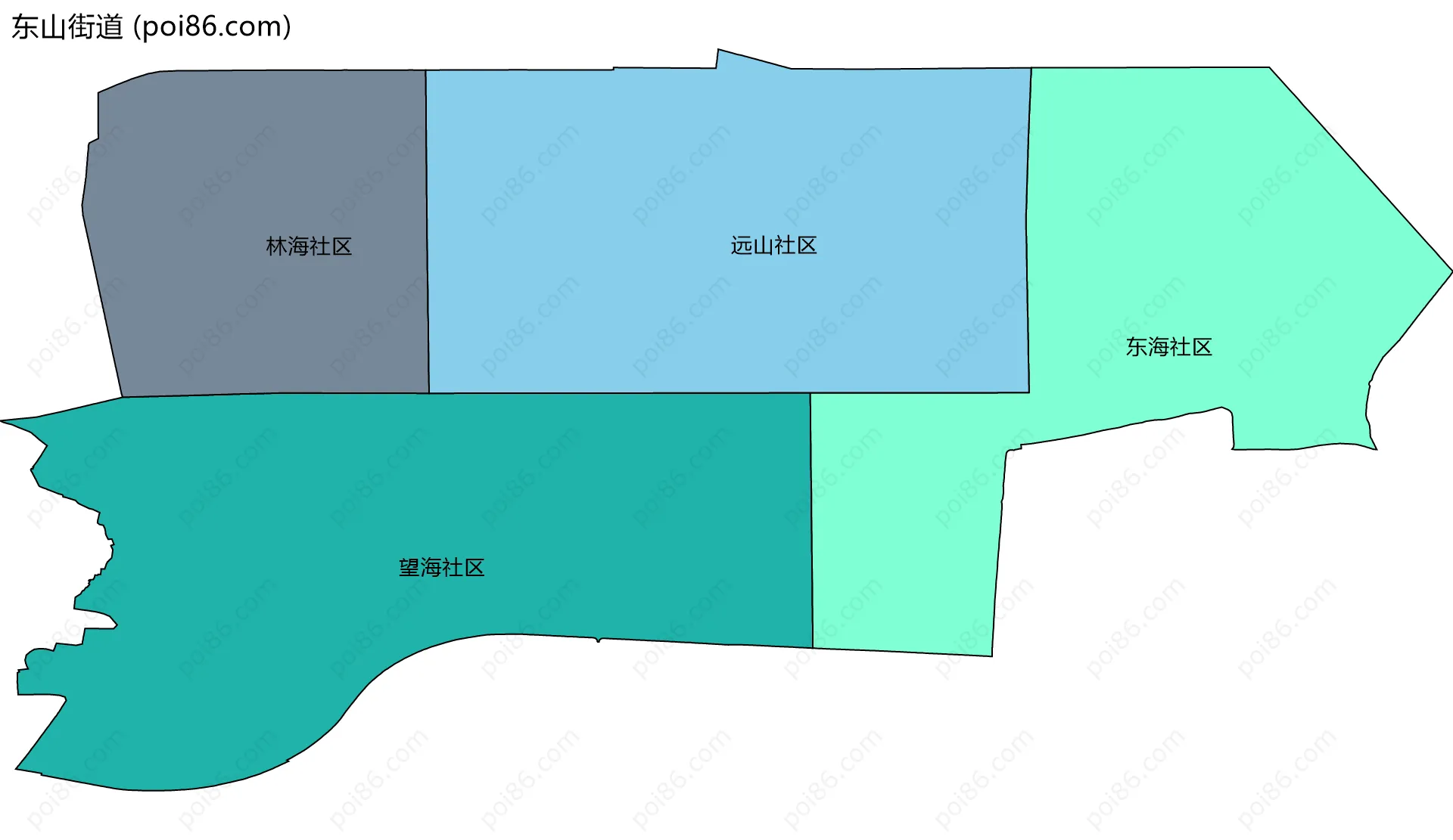 东山街道边界地图(五级行政区划)