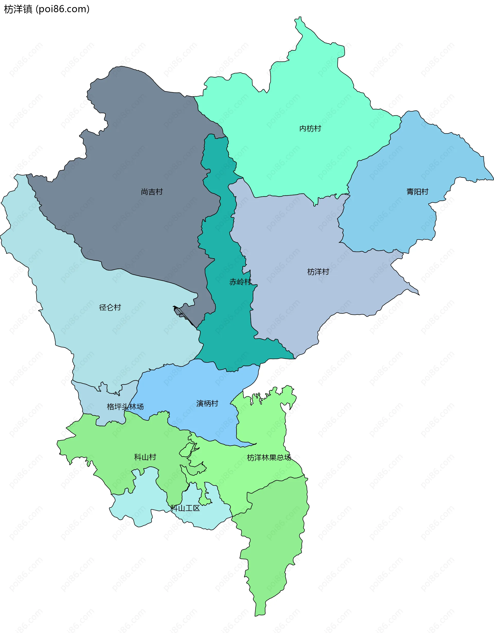 枋洋镇边界地图(五级行政区划)