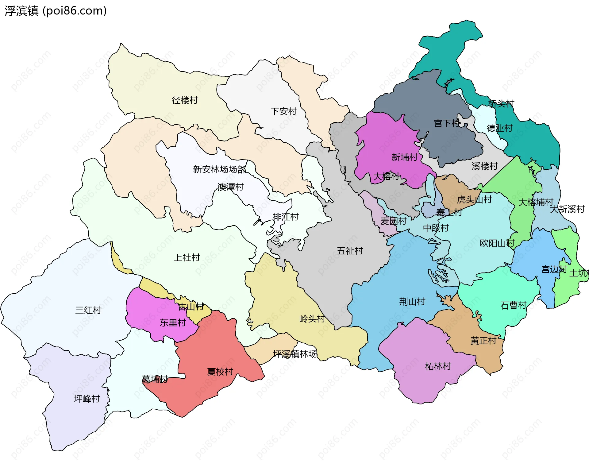 浮滨镇边界地图(五级行政区划)